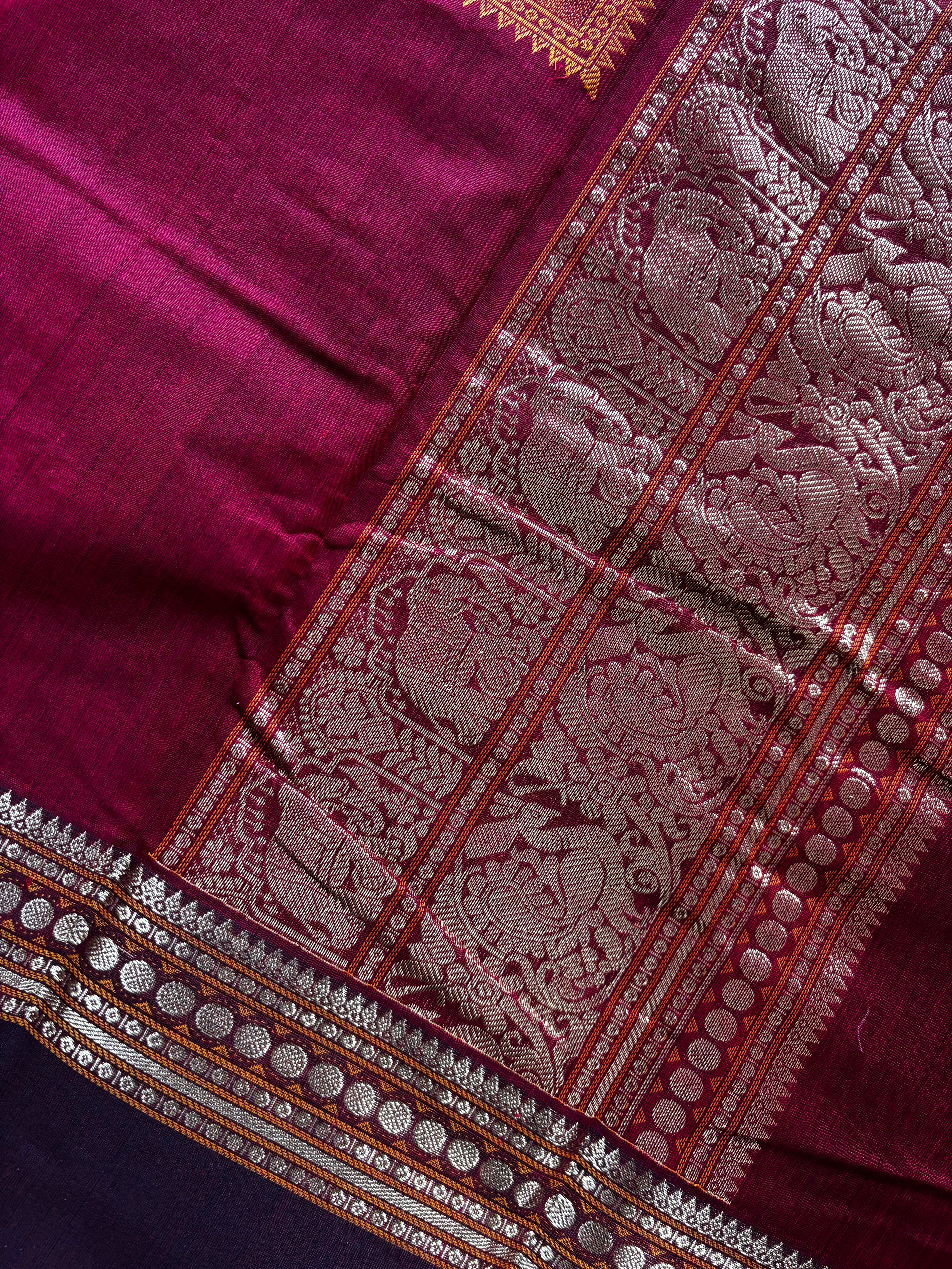 Handwoven Maroon Colour Kanchipuram Cotton Saree