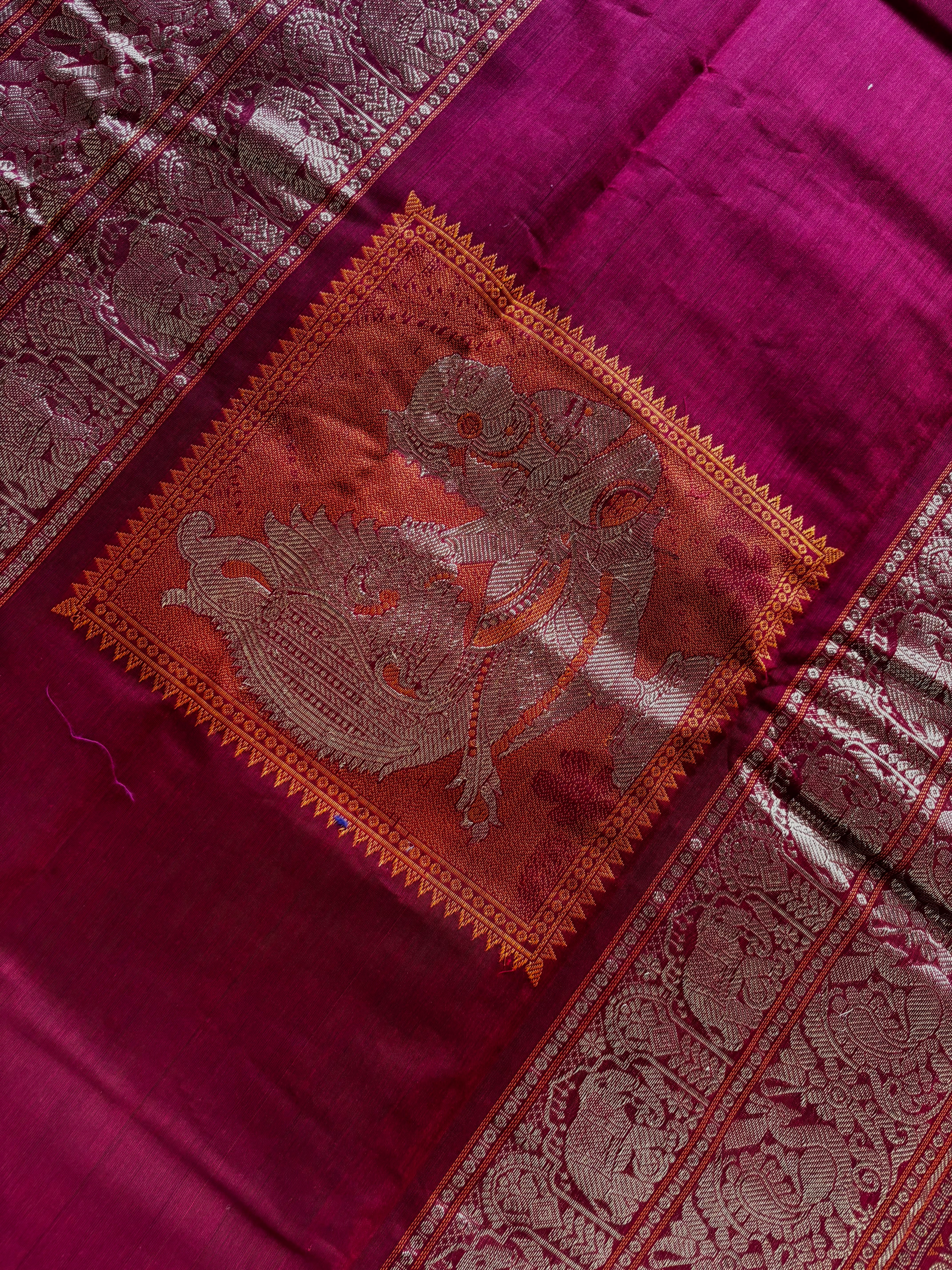 Handwoven Maroon Colour Kanchipuram Cotton Saree