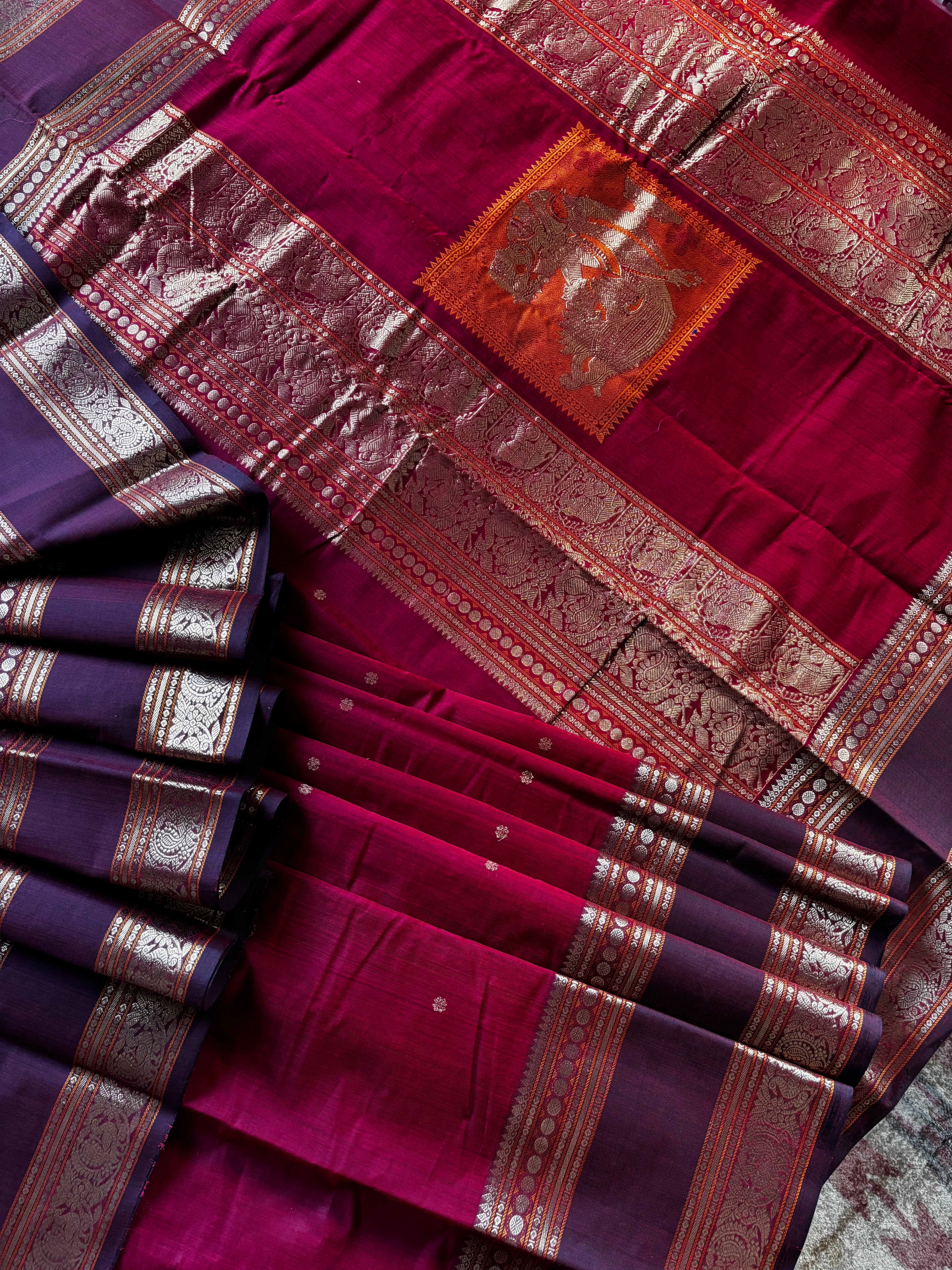Handwoven Maroon Colour Kanchipuram Cotton Saree