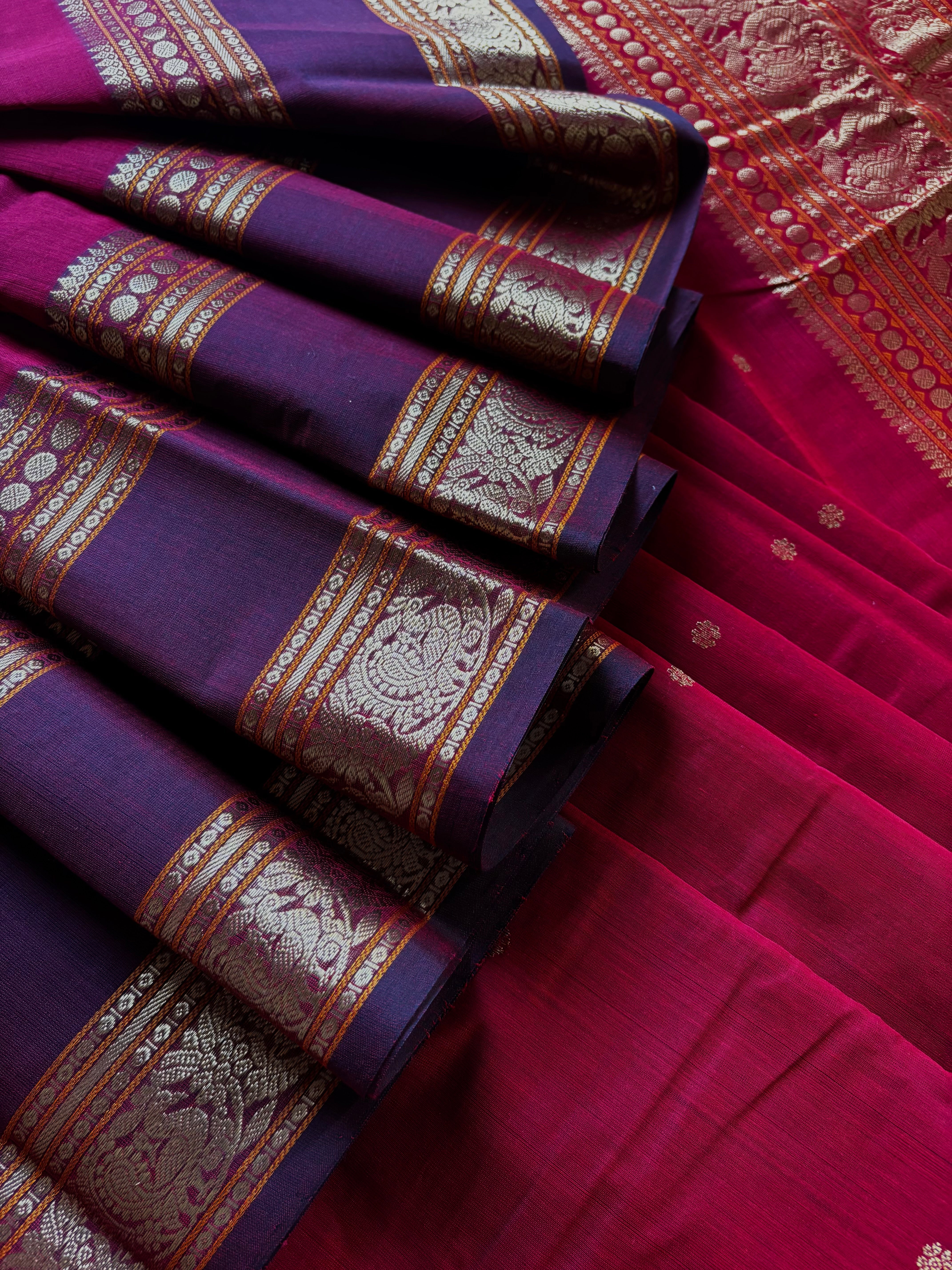 Handwoven Maroon Colour Kanchipuram Cotton Saree