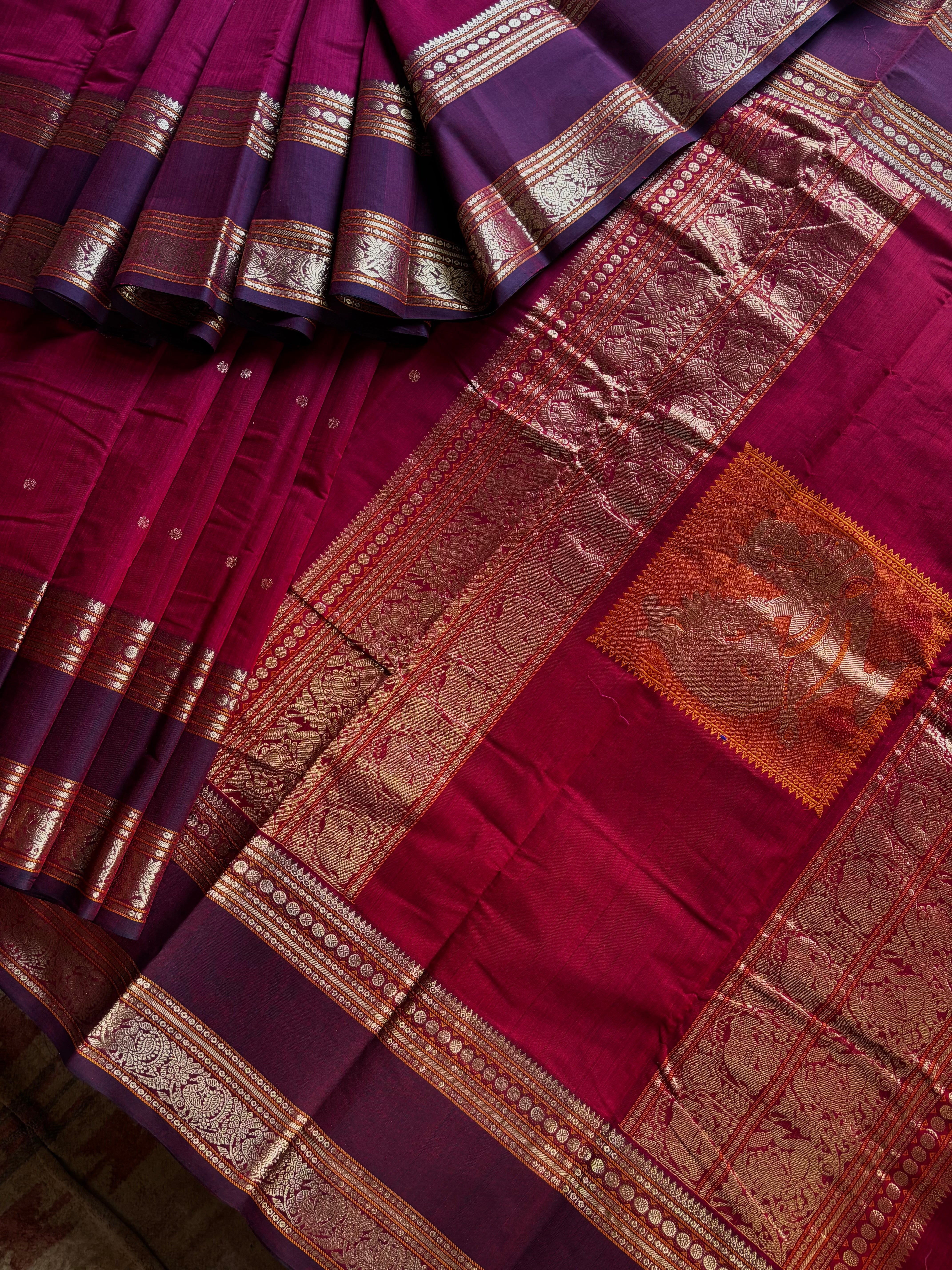 Handwoven Maroon Colour Kanchipuram Cotton Saree