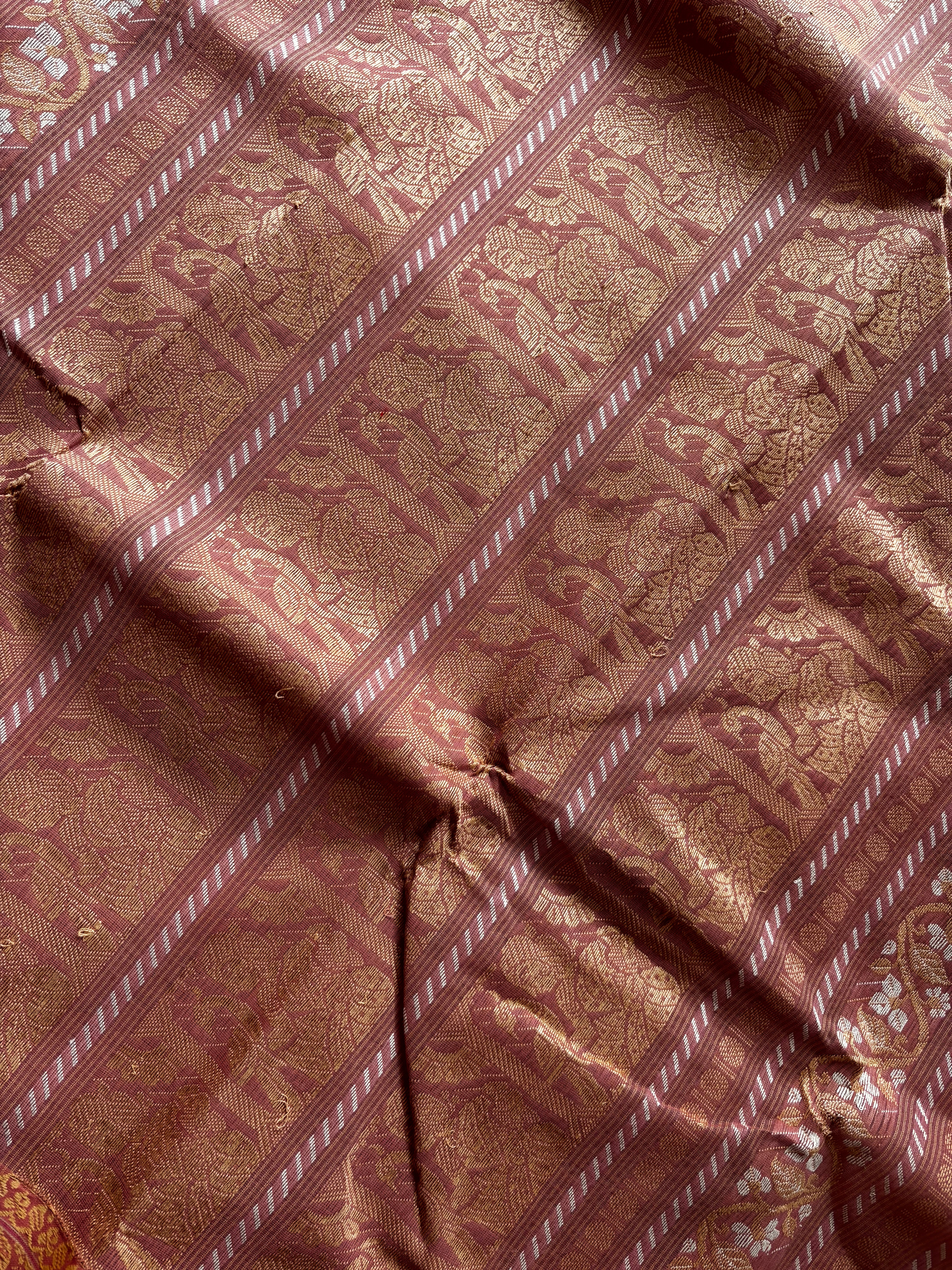 Handwoven Dusty Pink Cotton Baluchari Saree