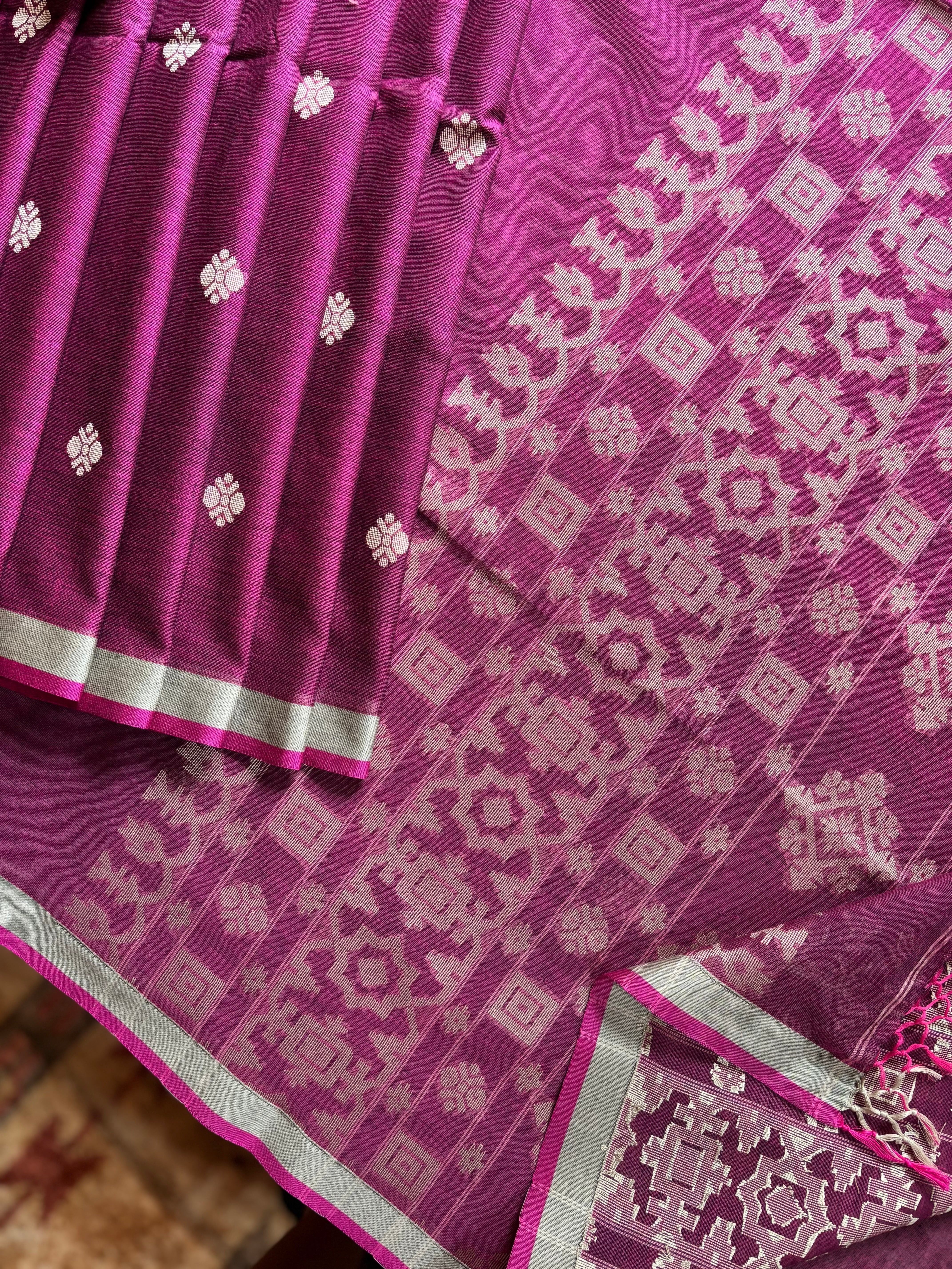 Purple Cotton Jamdani