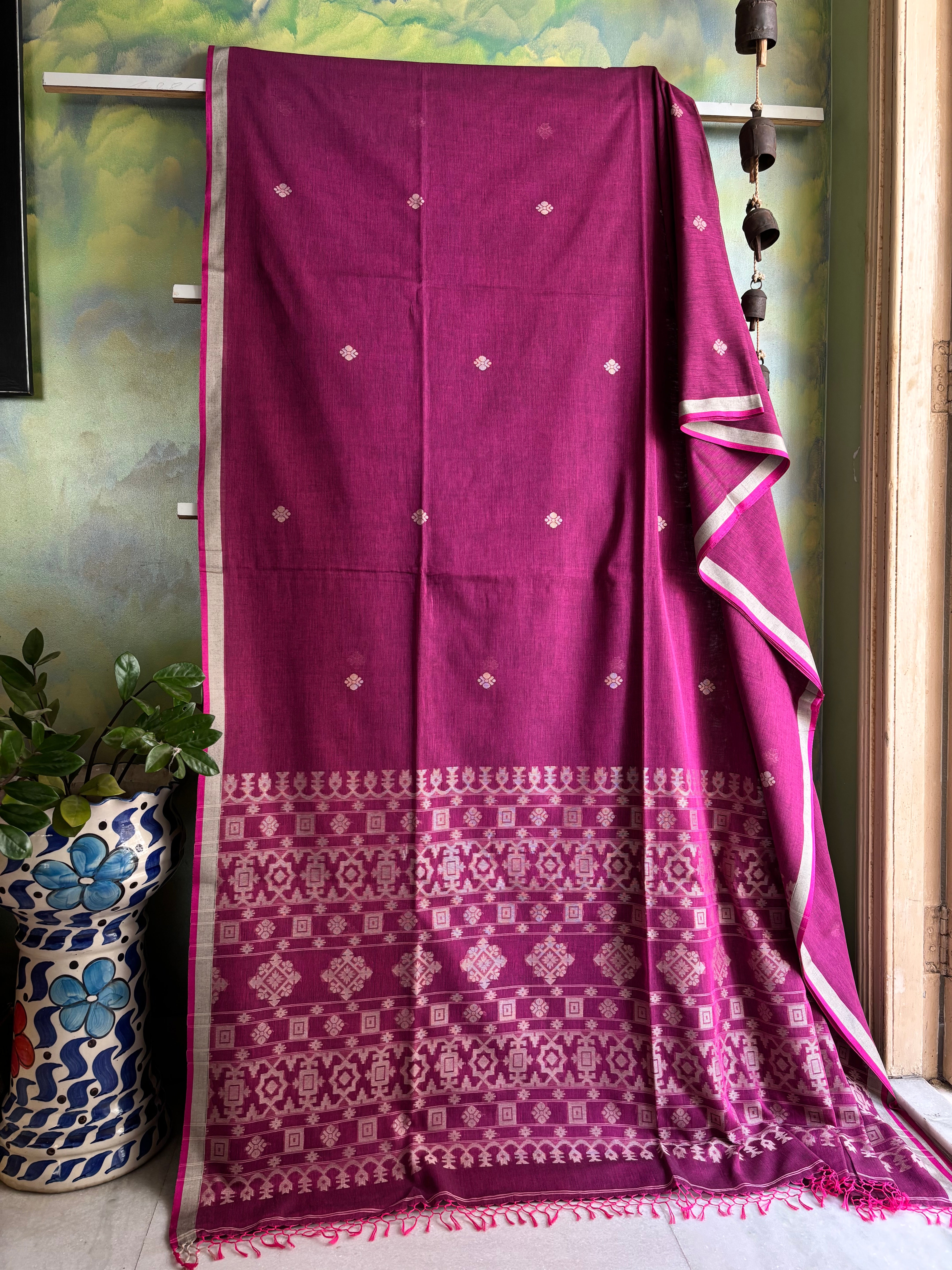 Purple Cotton Jamdani
