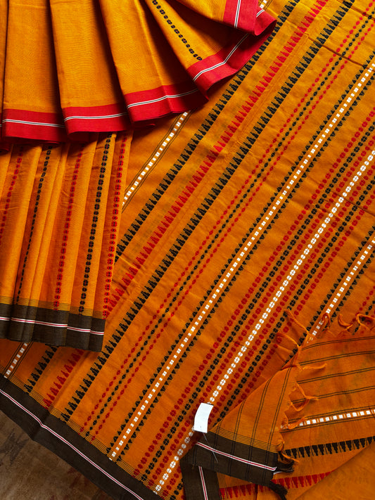Handwoven Mustard Begampuri Cotton Saree