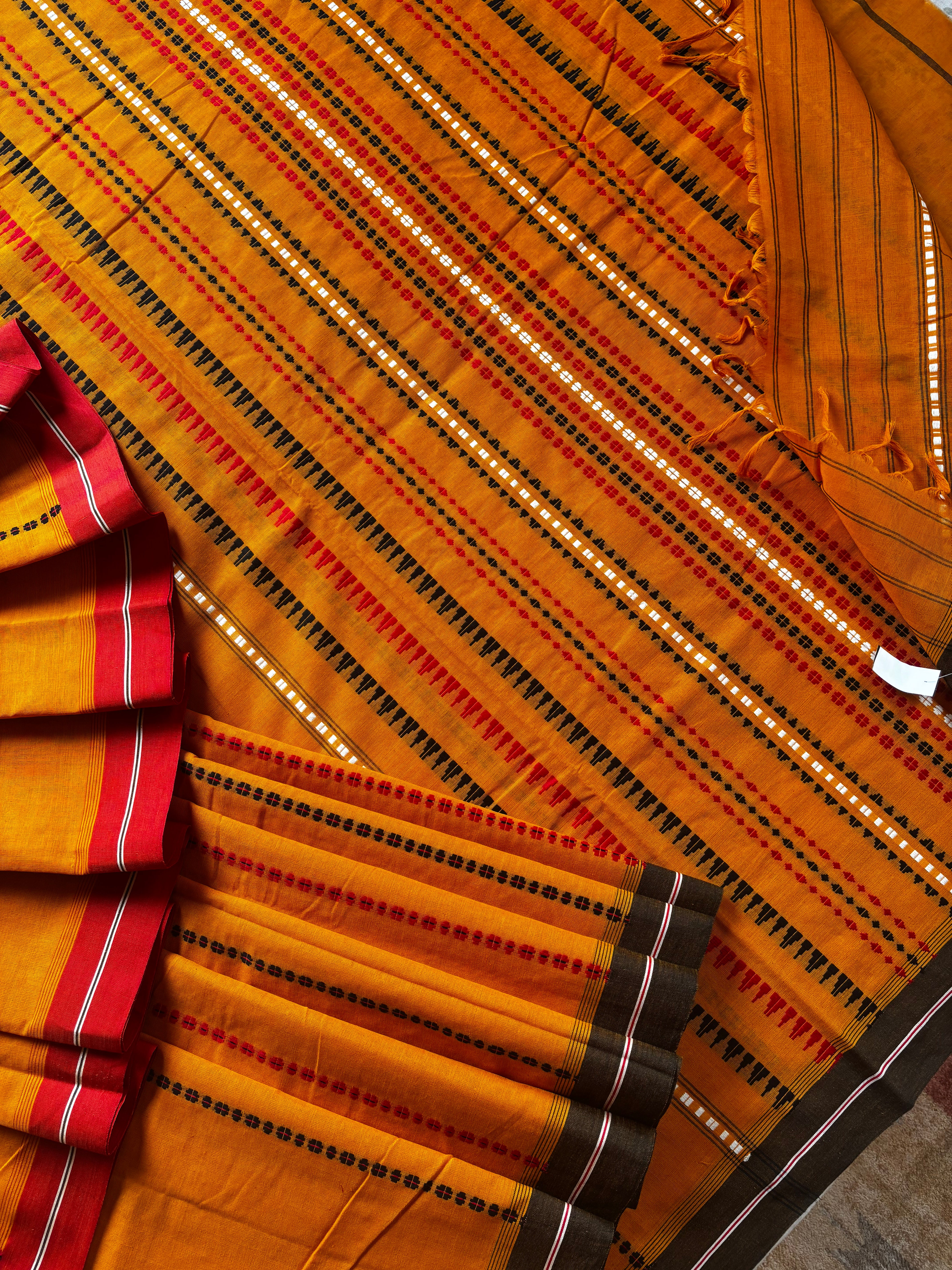 Handwoven Mustard Begampuri Cotton Saree