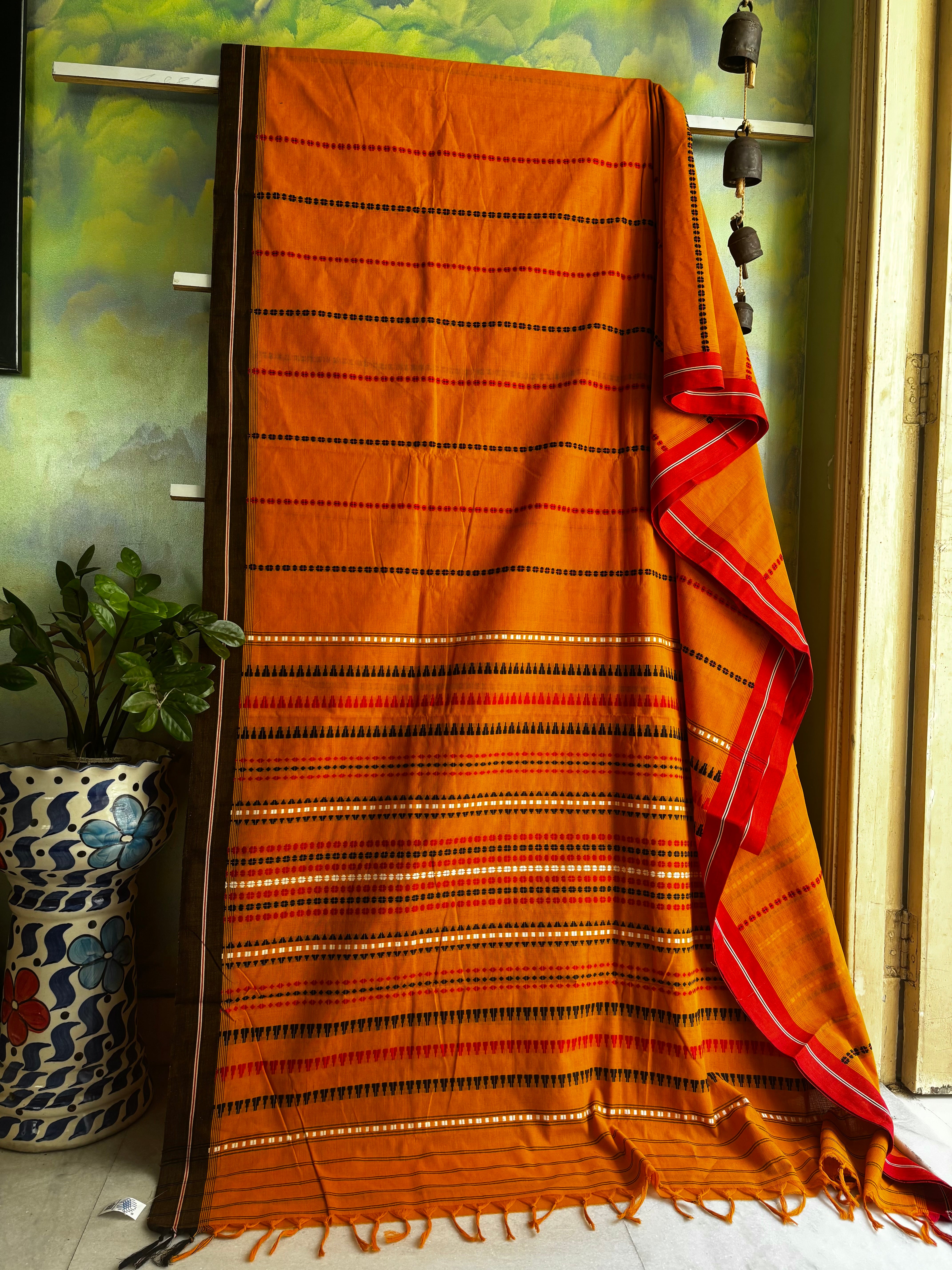 Handwoven Mustard Begampuri Cotton Saree