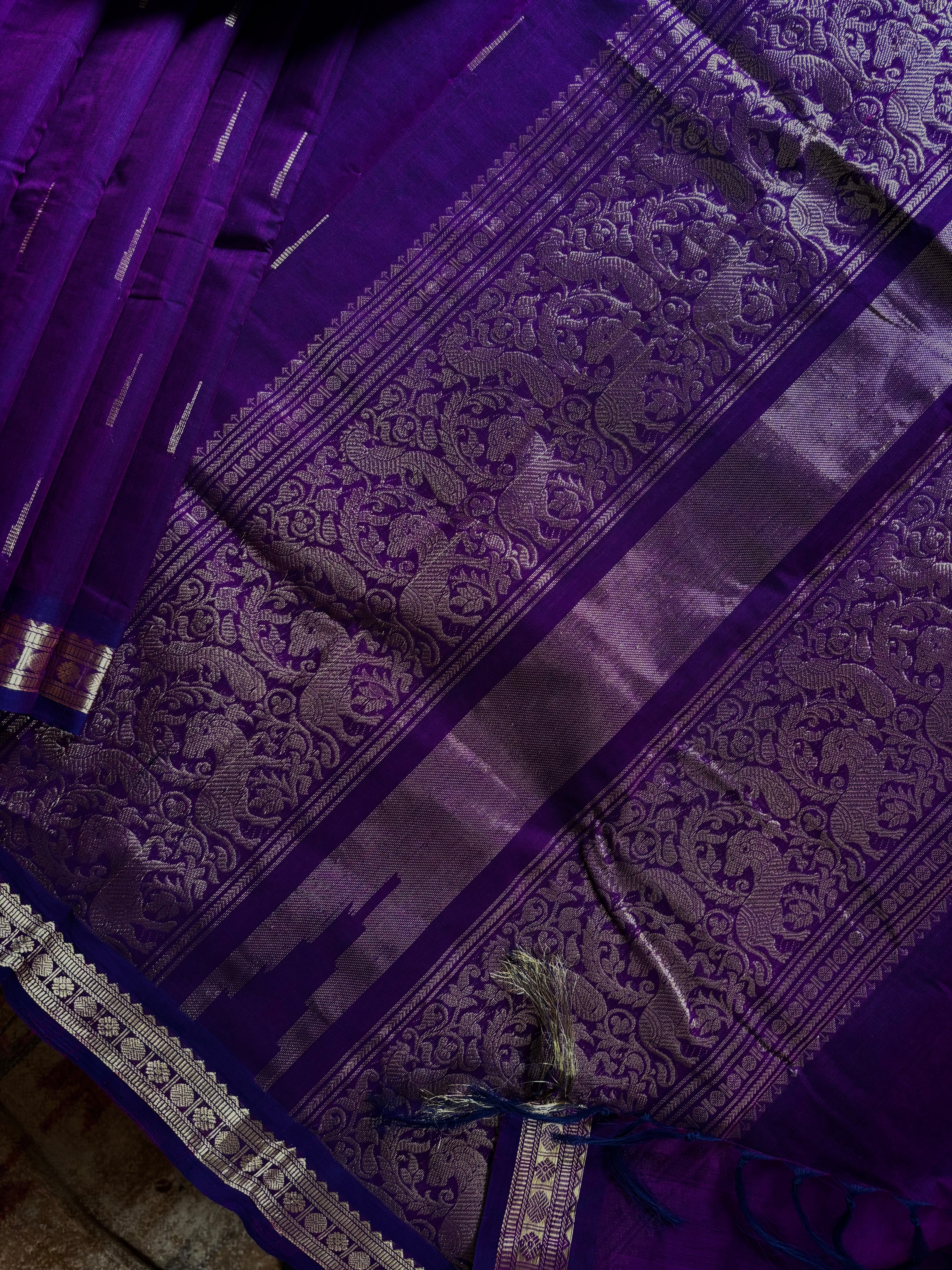 Handwoven Purple Colour Kanchipuram Cotton Saree