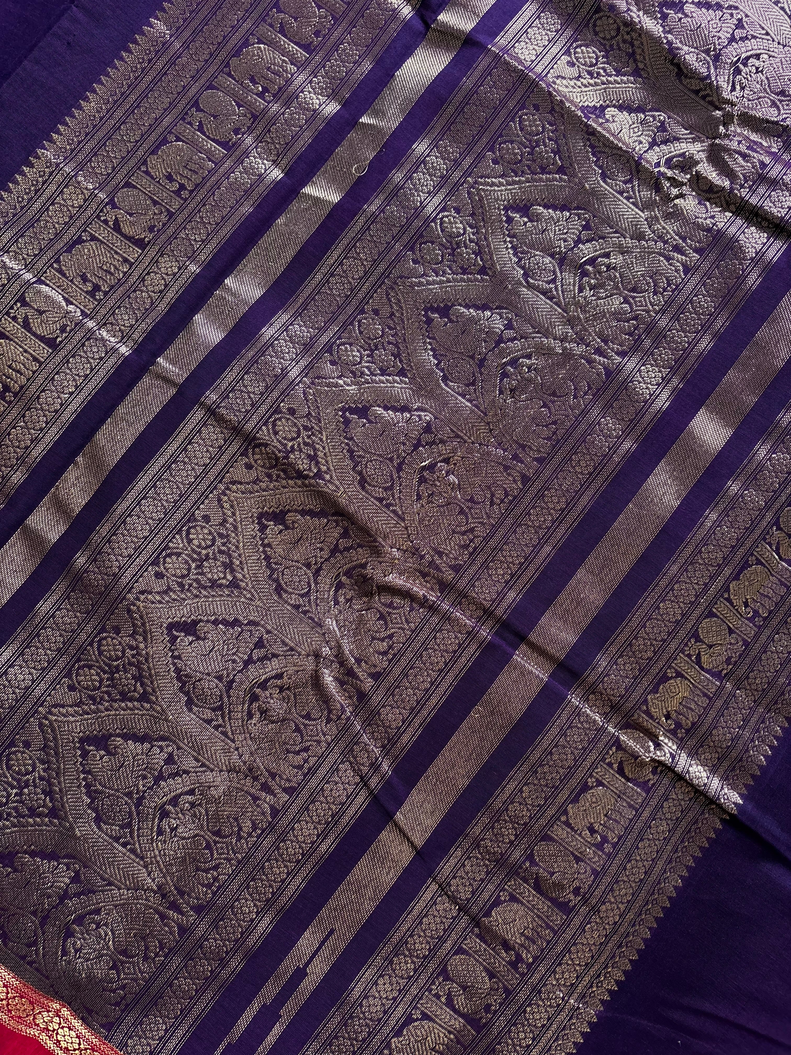Handwoven Purple Colour Kanchipuram Cotton Saree