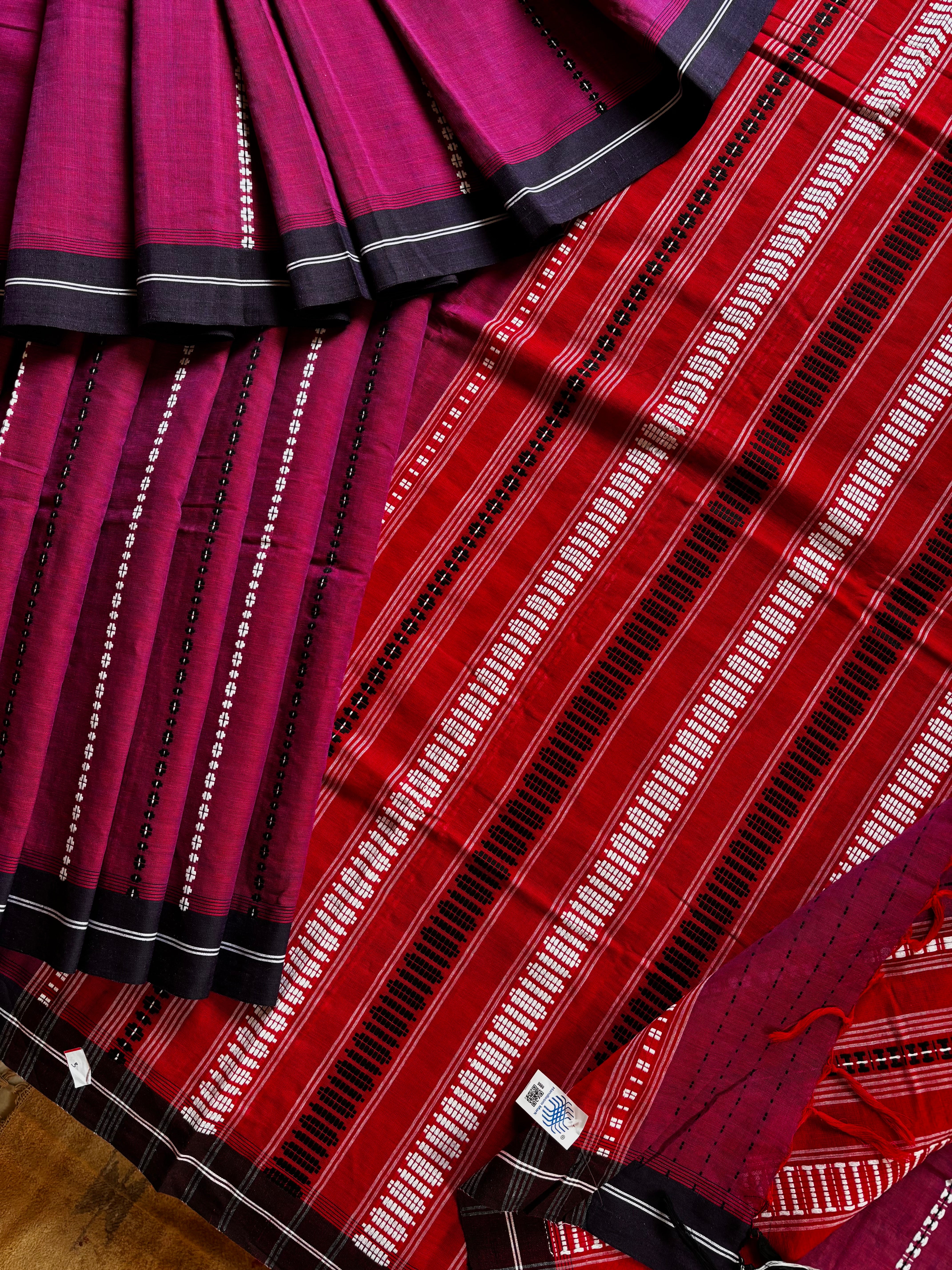 Handwoven Dual Toned Begampuri Cotton Saree