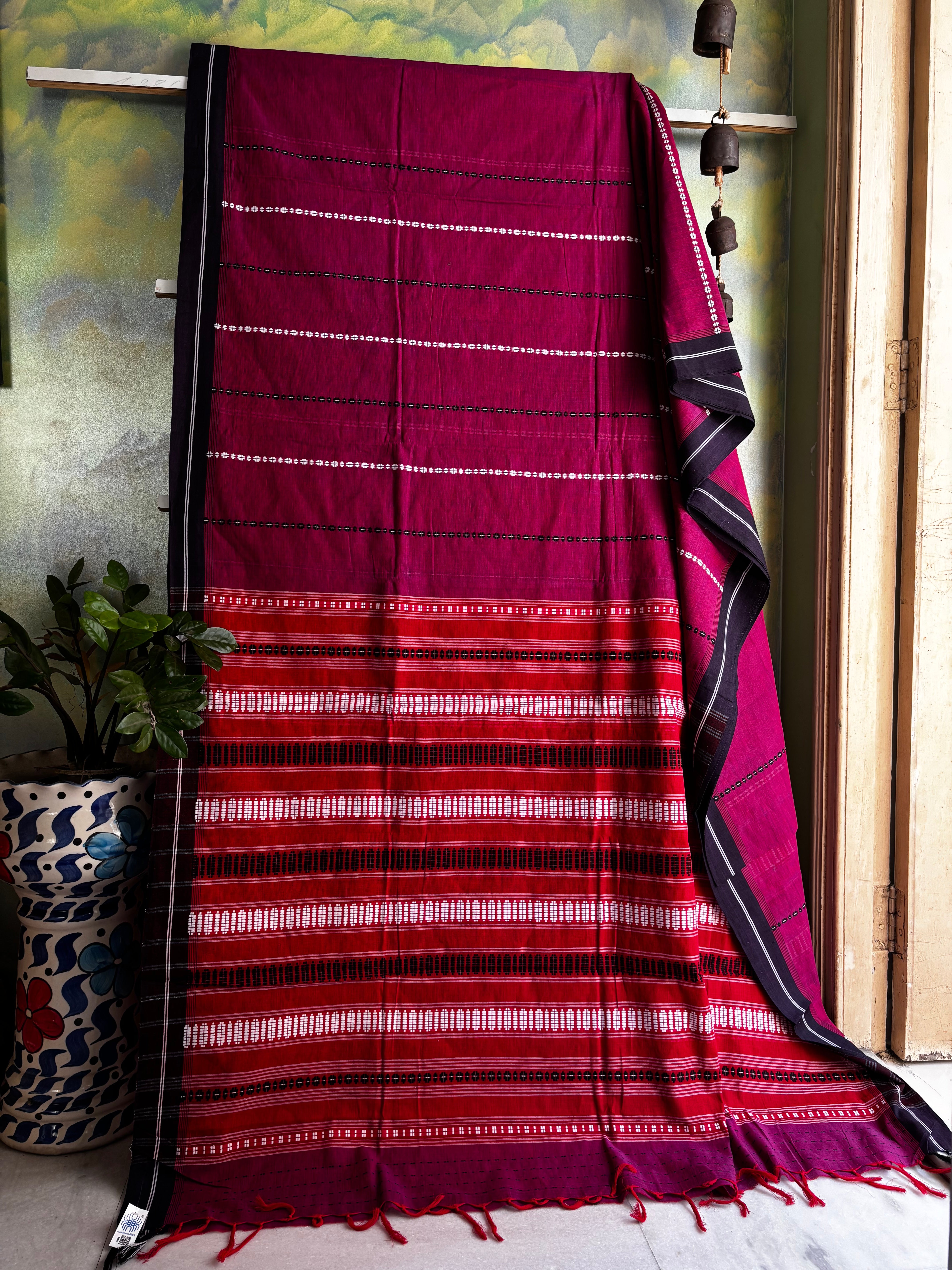 Handwoven Dual Toned Begampuri Cotton Saree
