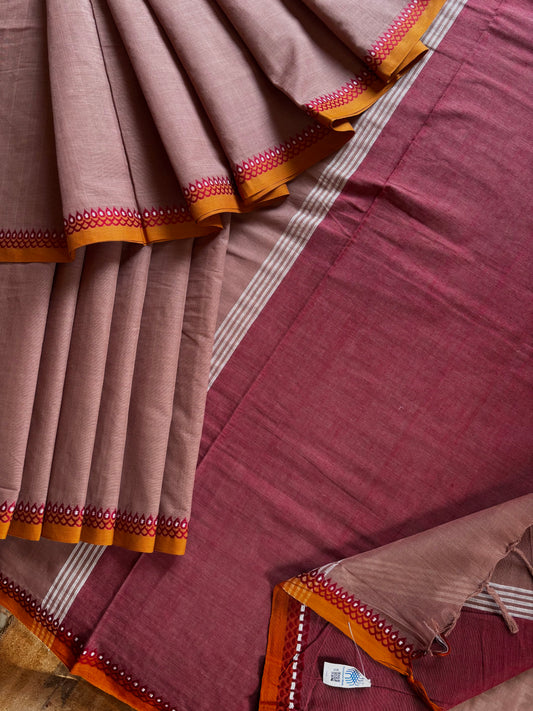 Habdwoven Cinnamon Colour Begampuri Cotton Saree