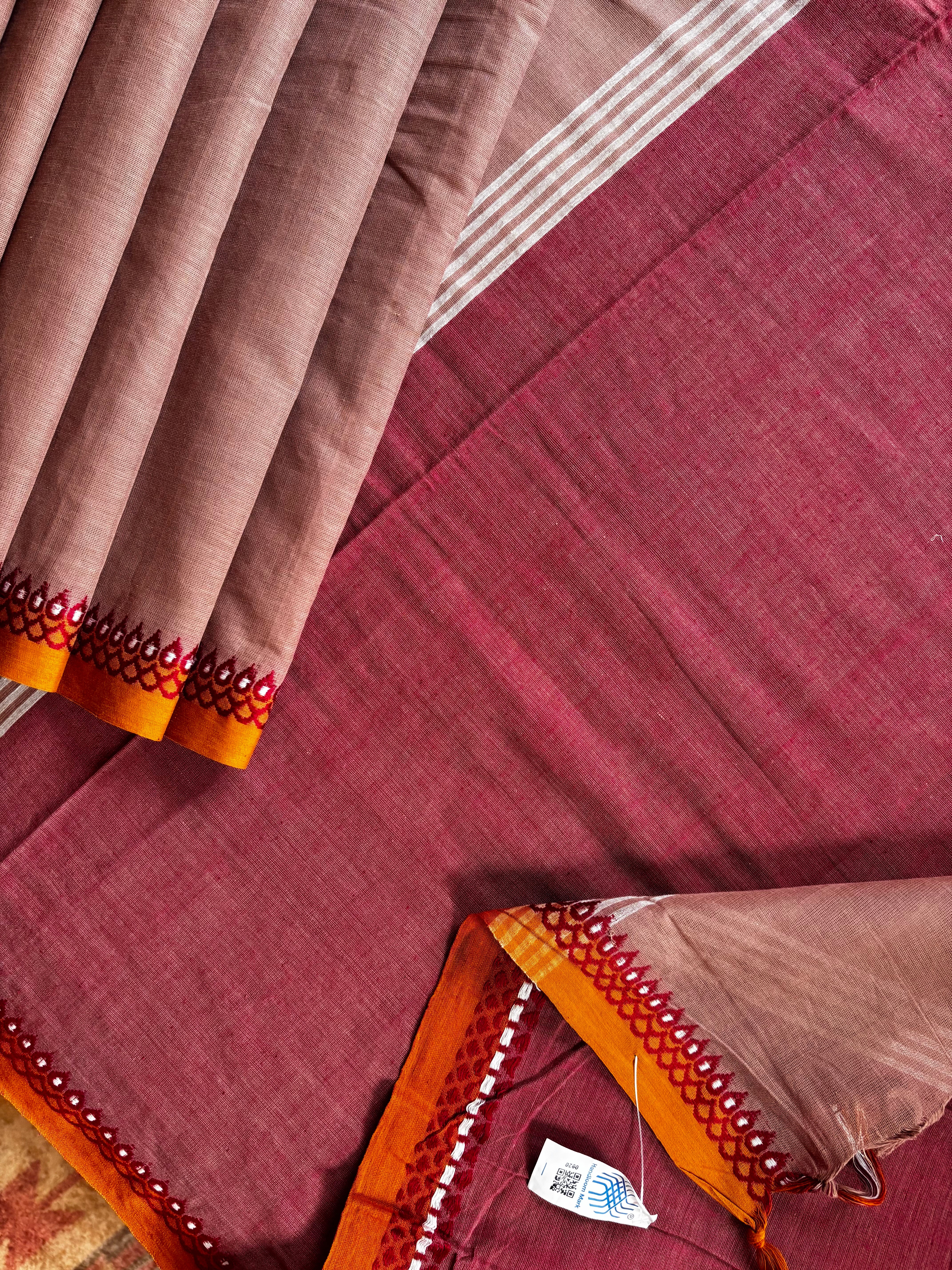 Habdwoven Cinnamon Colour Begampuri Cotton Saree