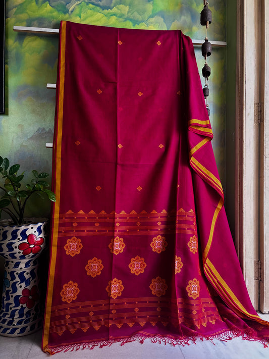 Handwoven Dual Toned Cotton Jamdani Saree