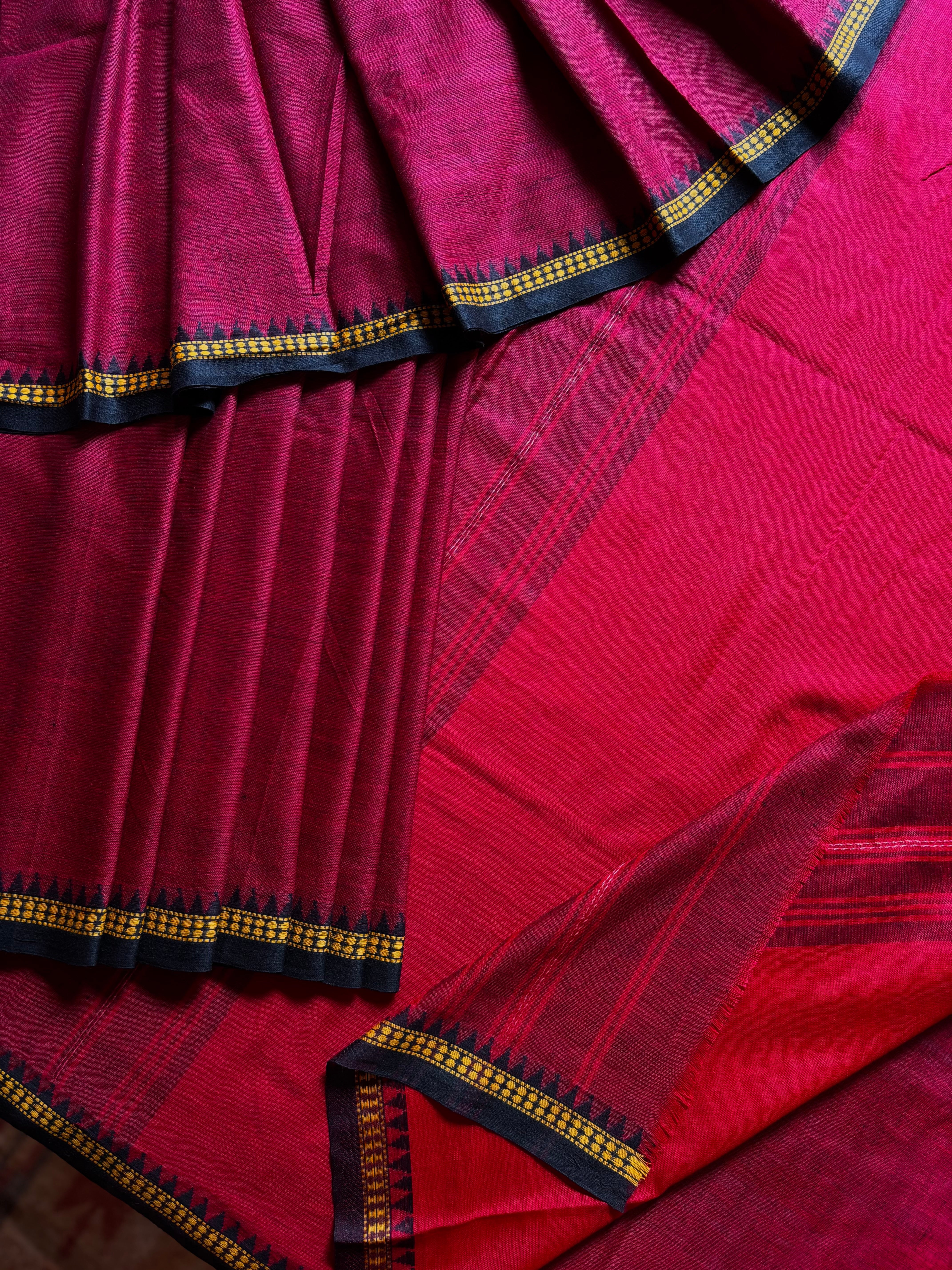 Handwoven Maroon Black Dhonekhali Saree