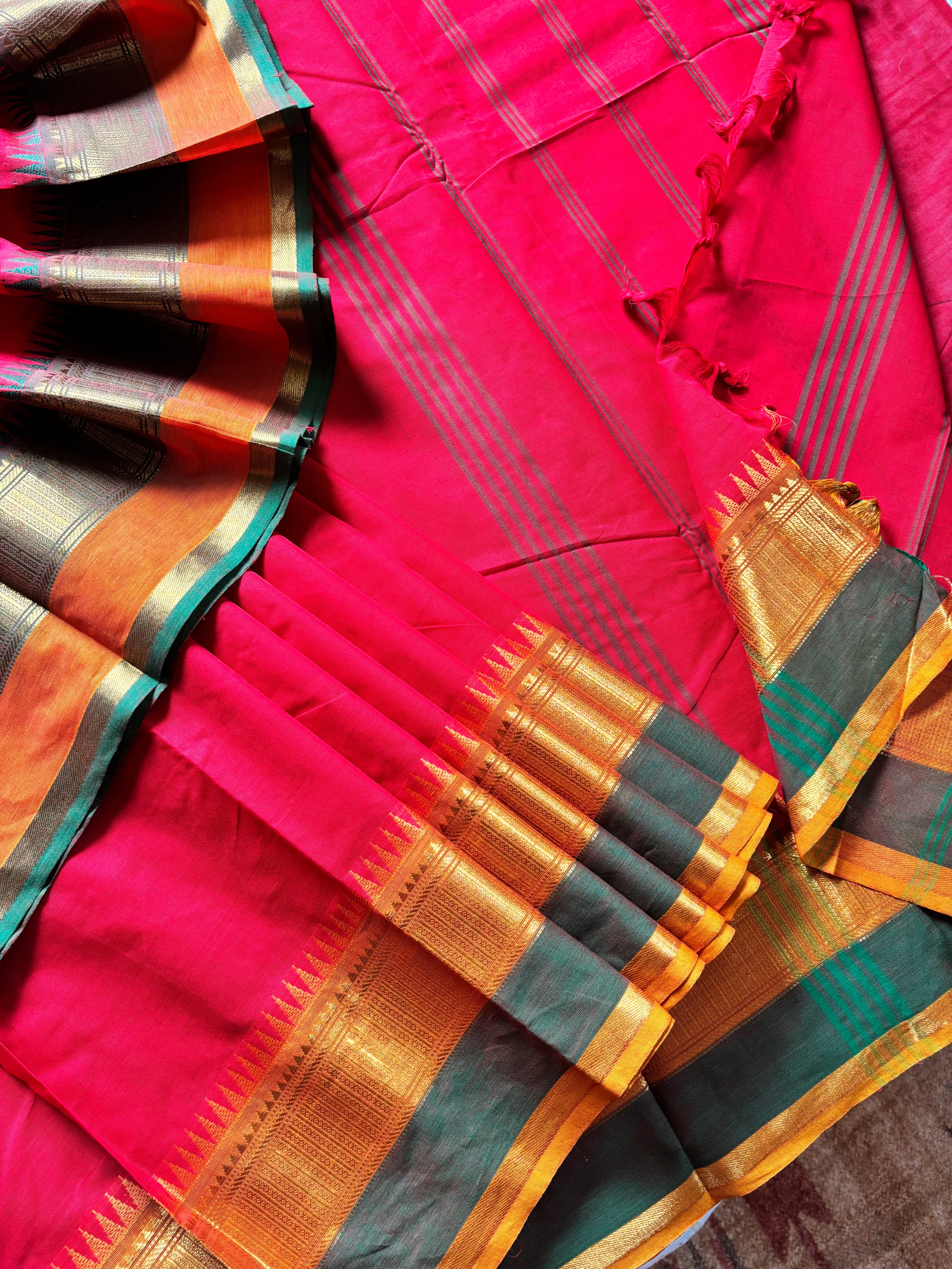Red Kanchipuram Pure Cotton Saree