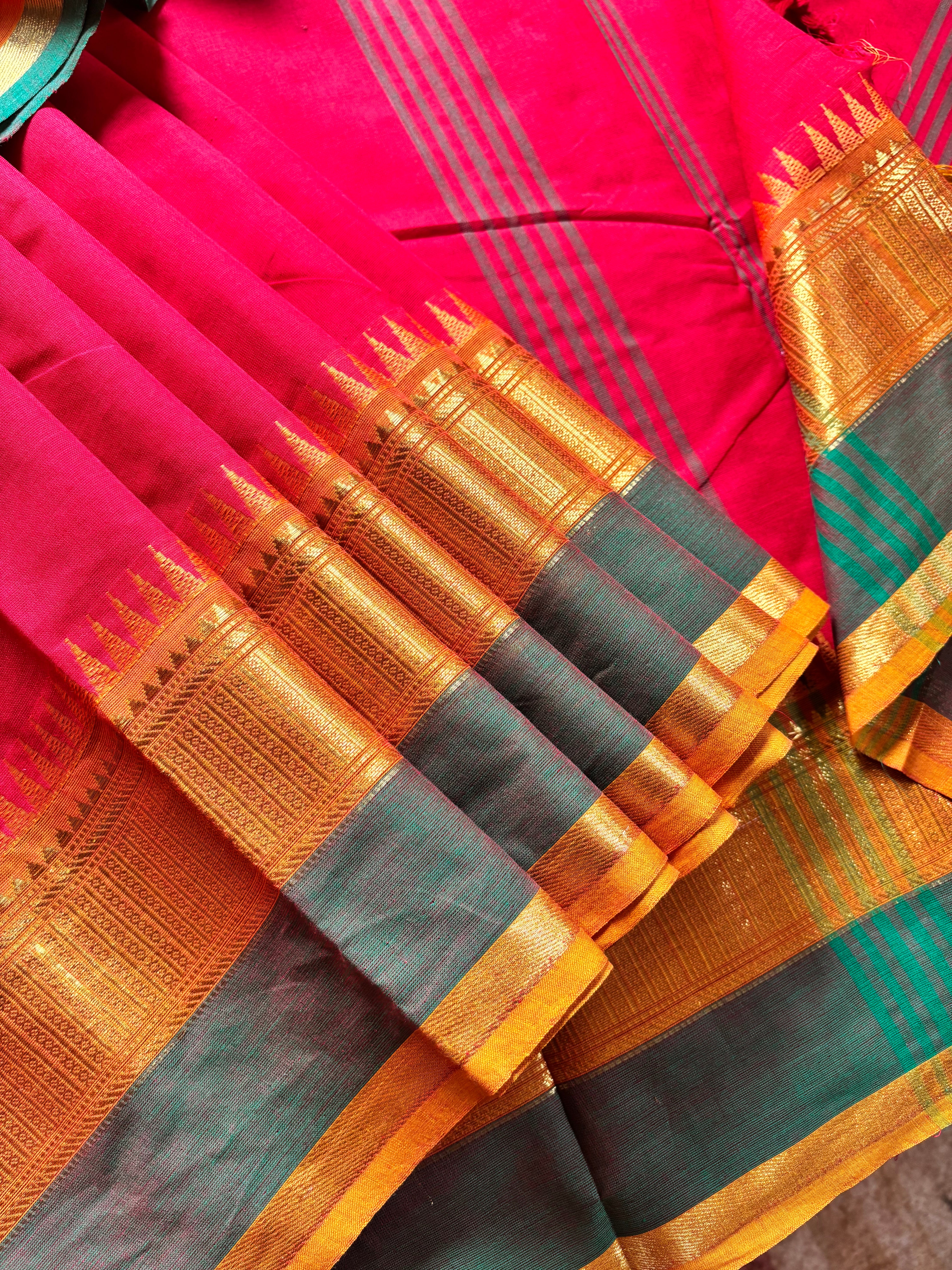 Red Kanchipuram Pure Cotton Saree