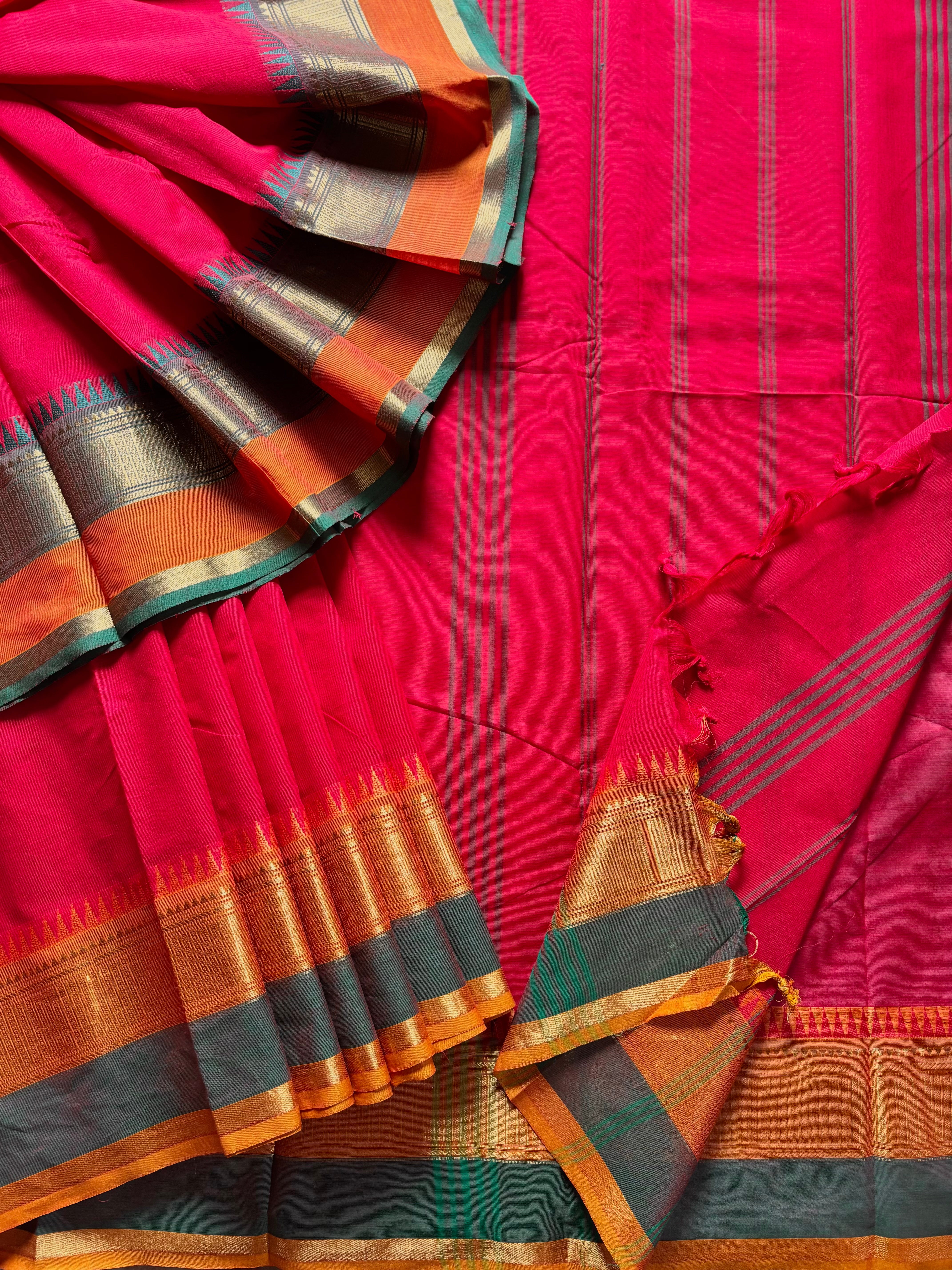 Red Kanchipuram Pure Cotton Saree