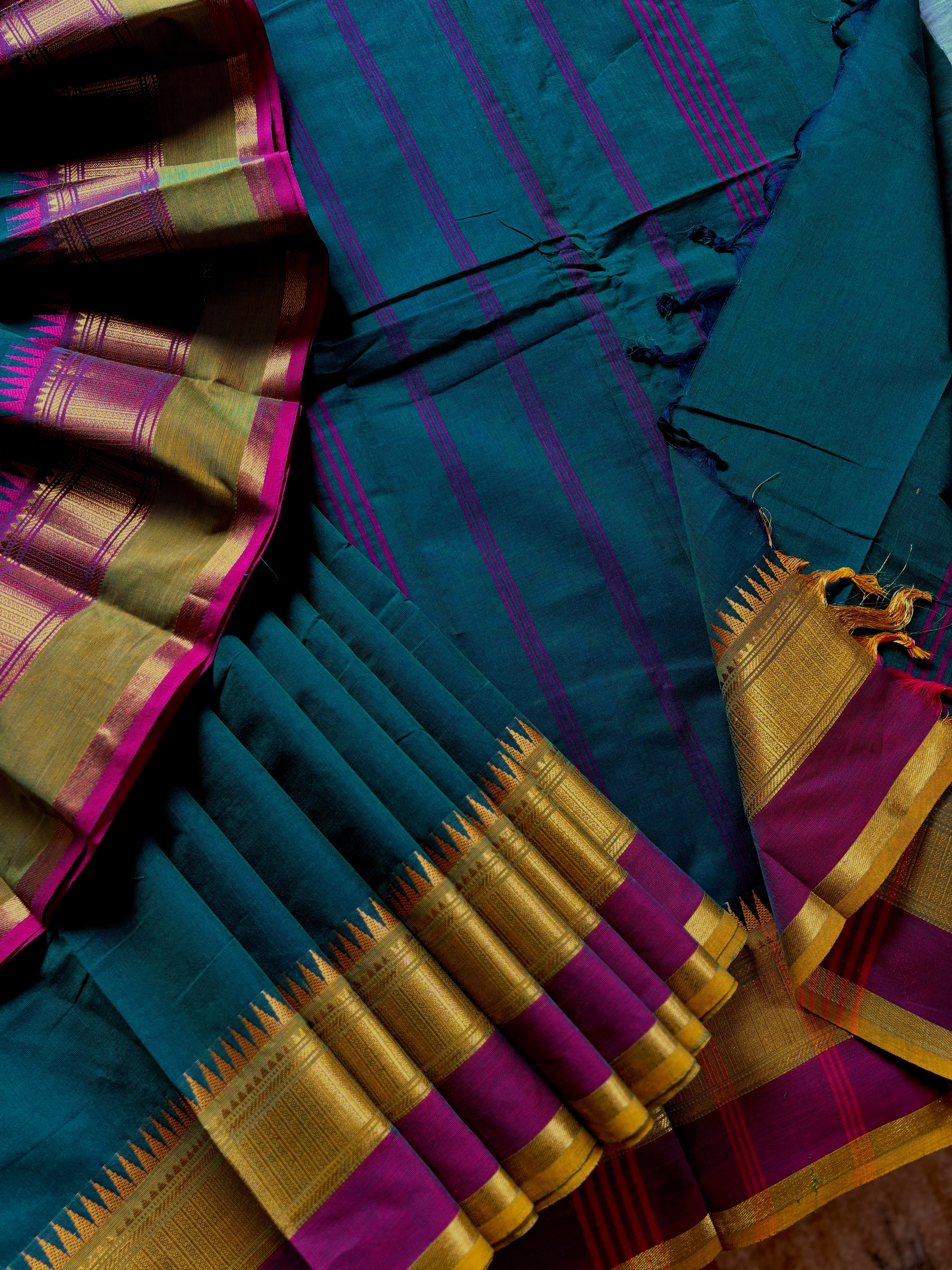Turquoise Blue Kanchipuram Cotton Saree