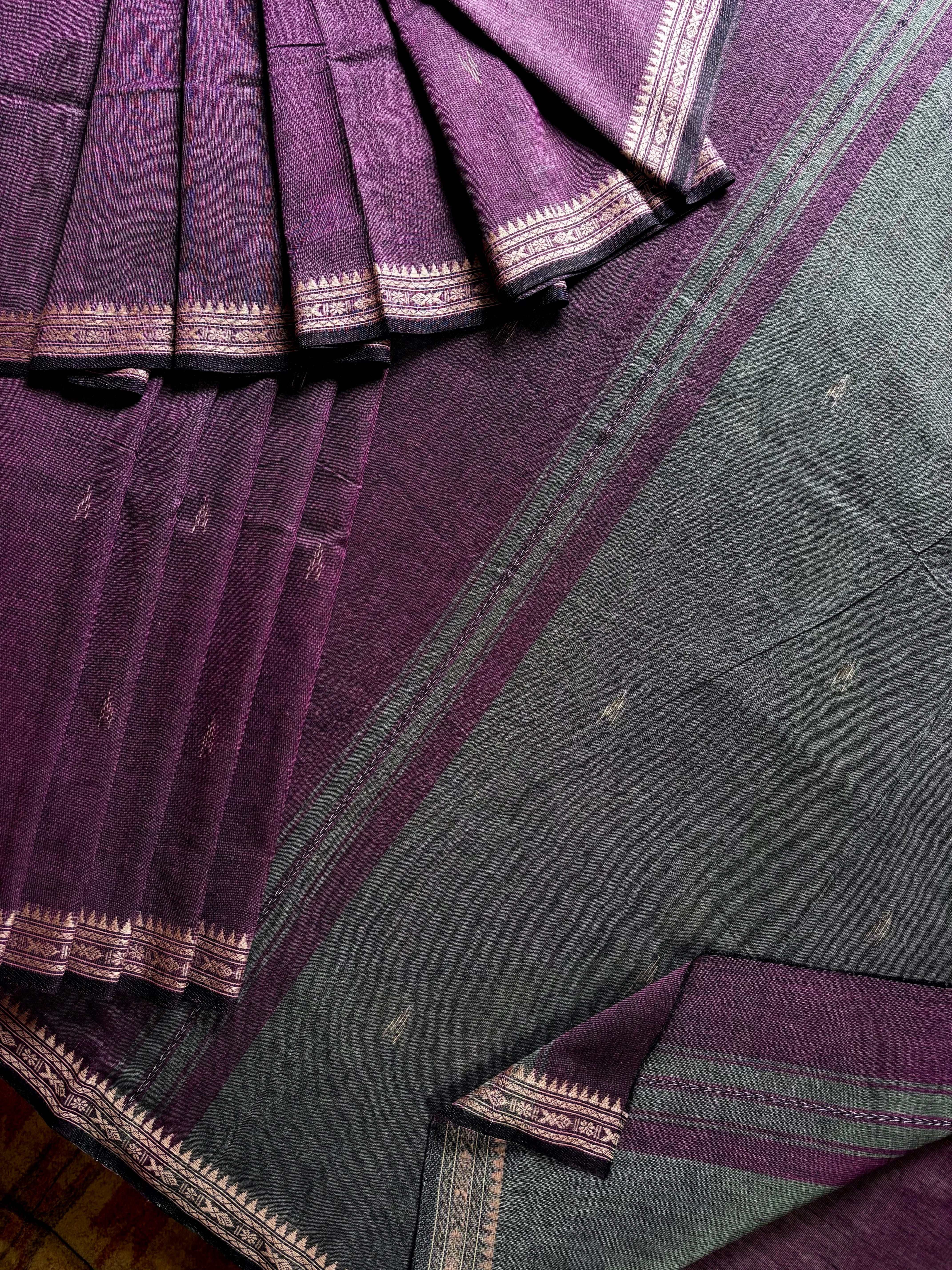 Handwoven Dusty Purple Dhonekhali Cotton
