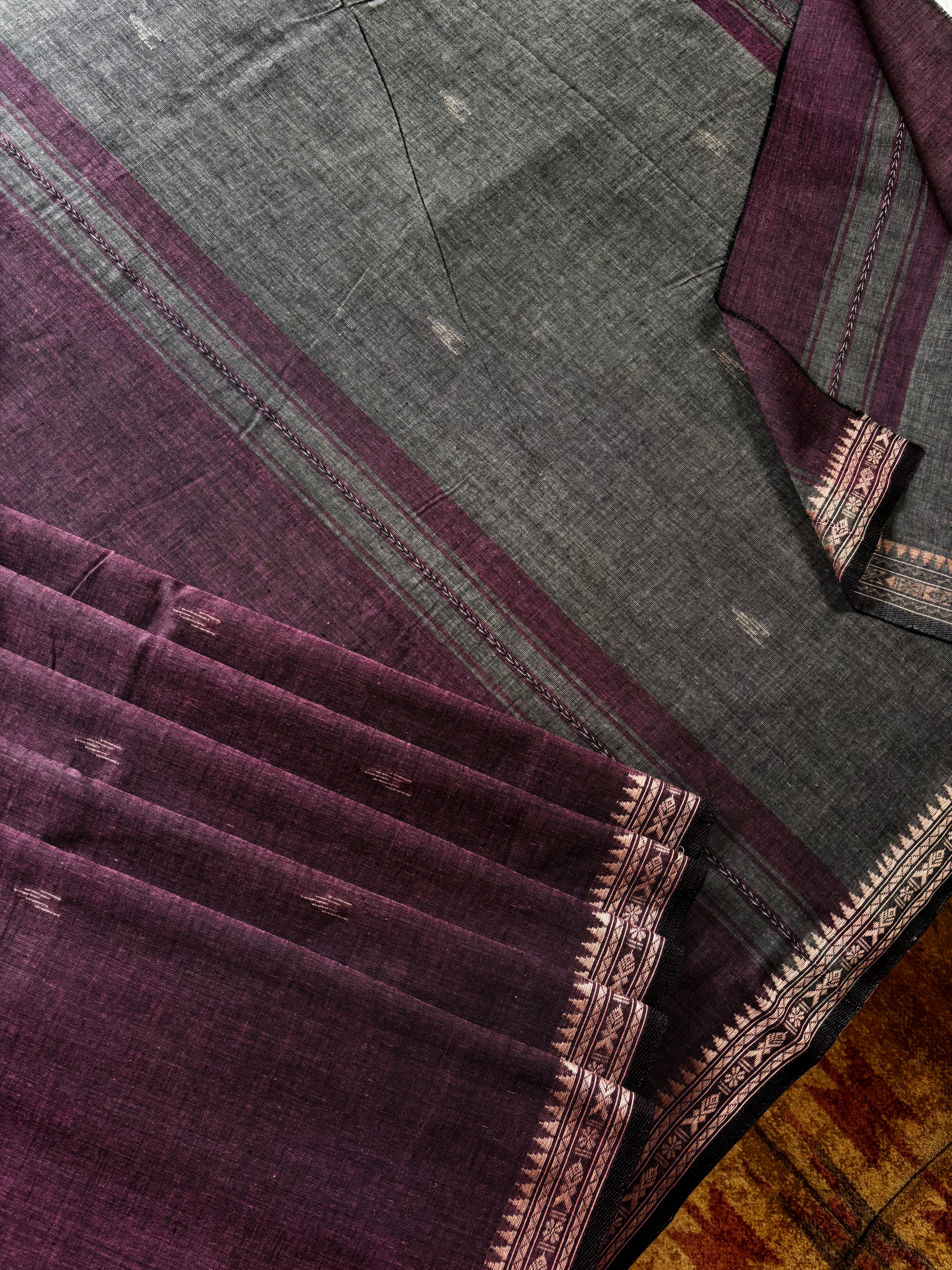 Handwoven Dusty Purple Dhonekhali Cotton