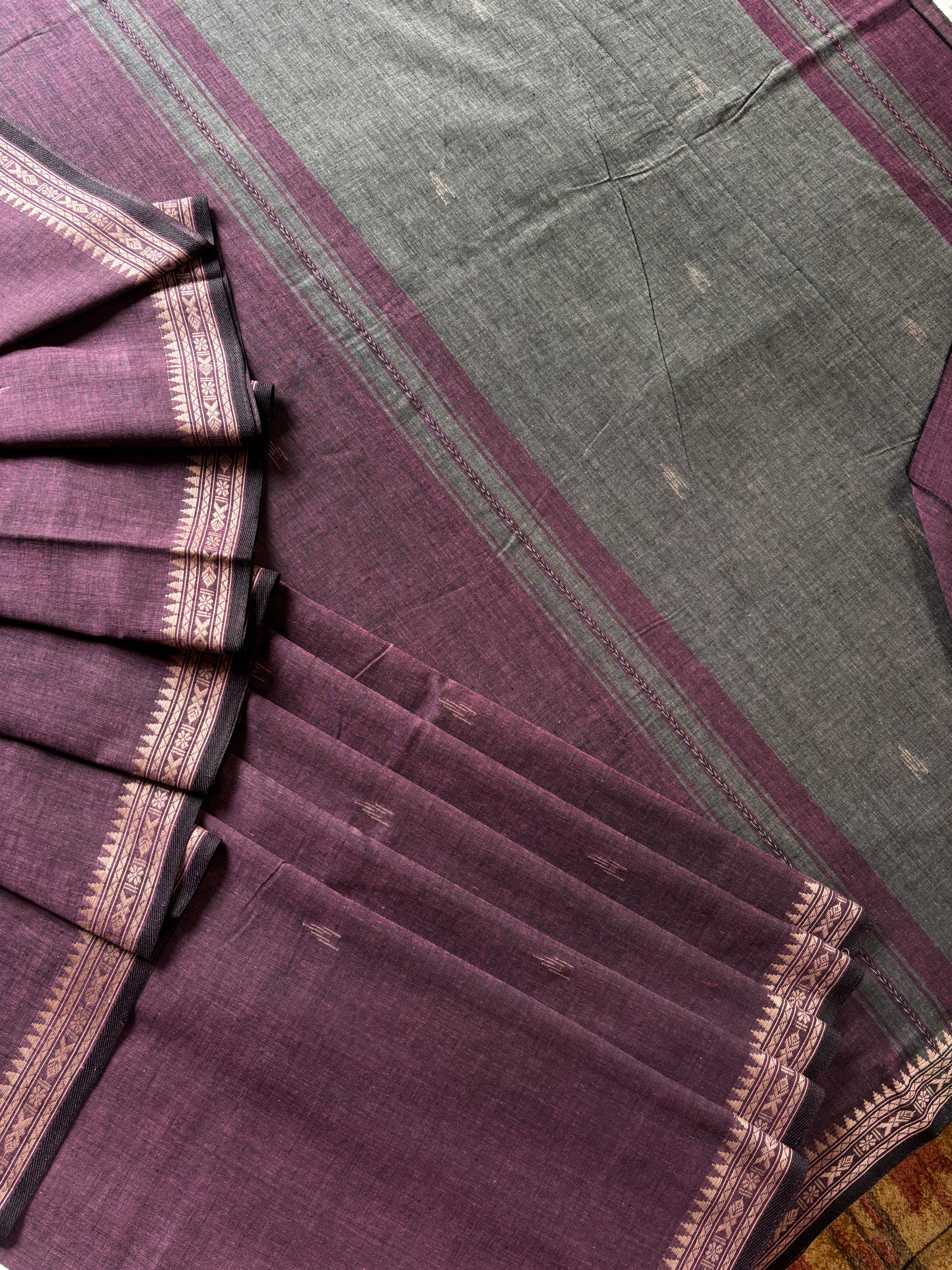 Handwoven Dusty Purple Dhonekhali Cotton