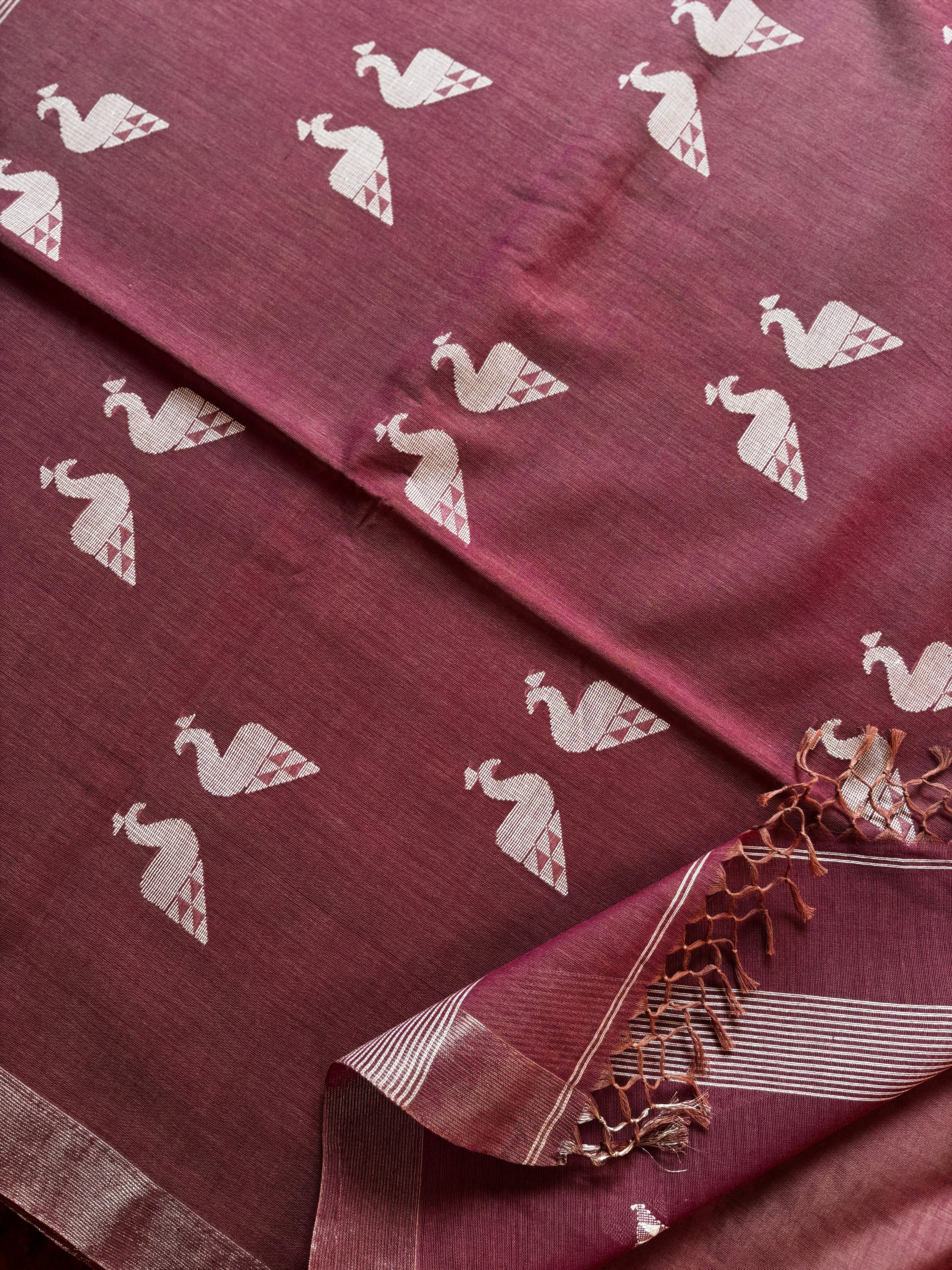 Handwoven Pink Colour Cotton Jamdani Saree