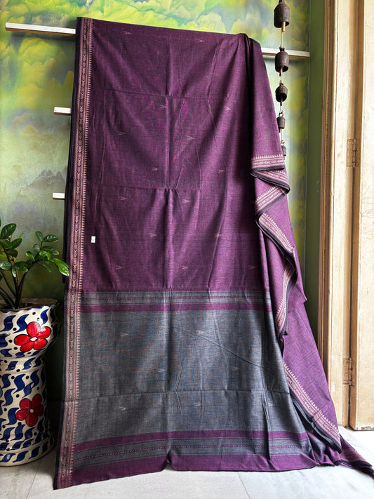 Handwoven Dusty Purple Dhonekhali Cotton