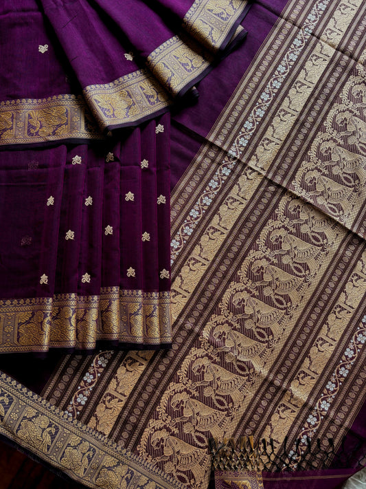 Pure Cotton Purple Baluchari Saree