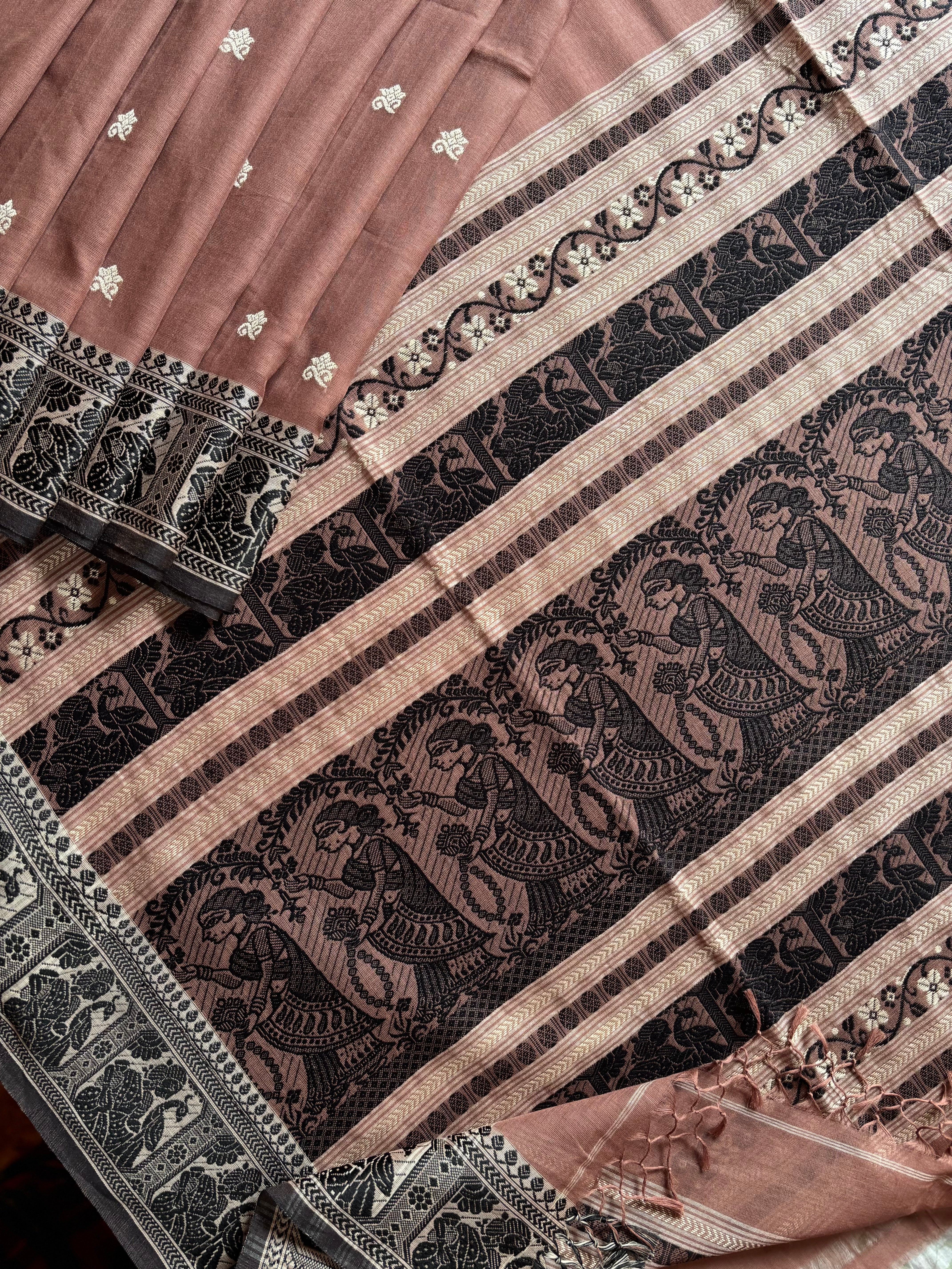 Pure Cotton Brown Baluchari Saree