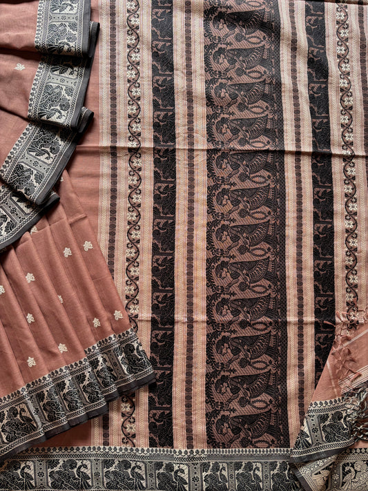 Pure Cotton Brown Baluchari Saree