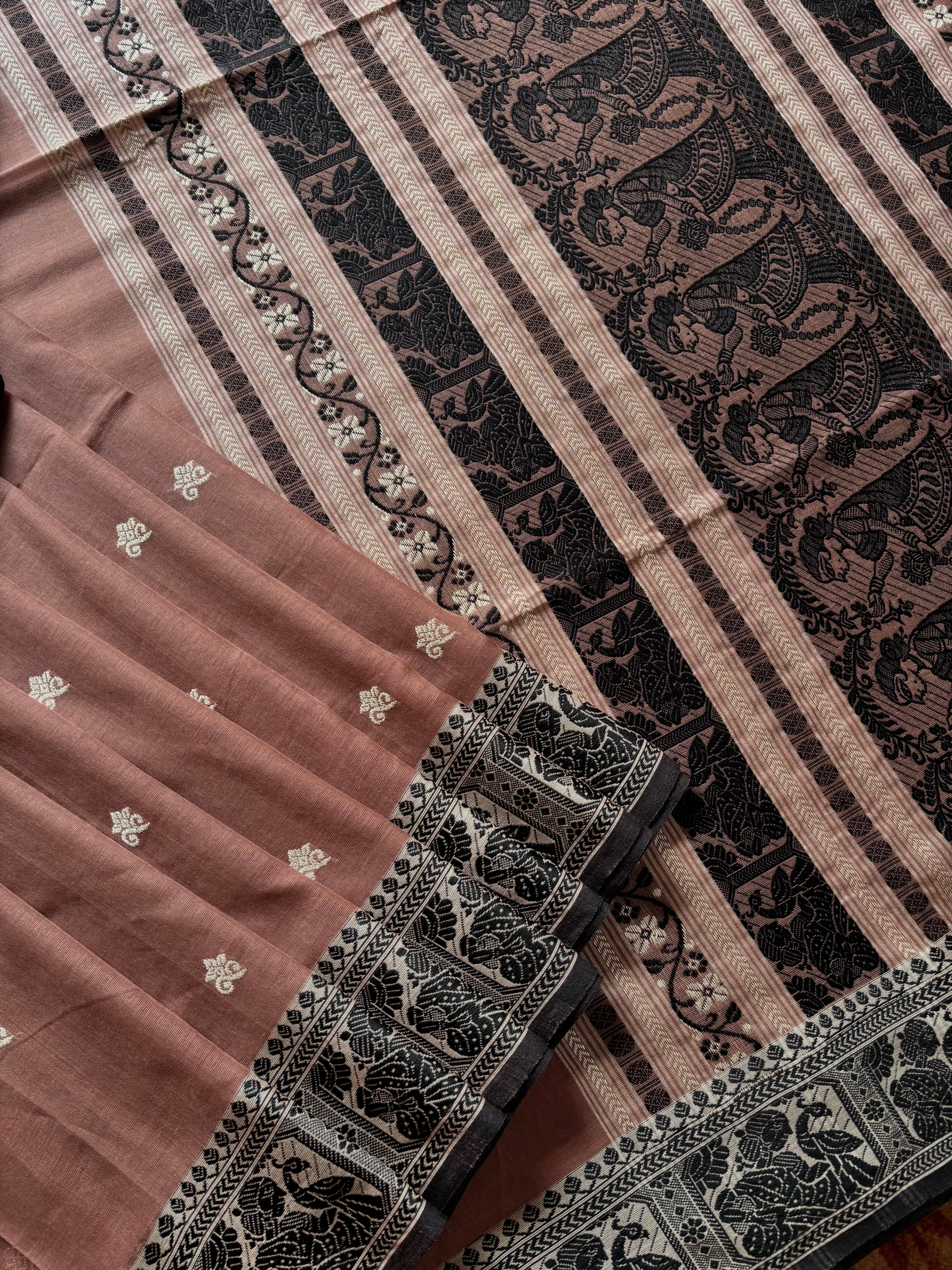 Pure Cotton Brown Baluchari Saree