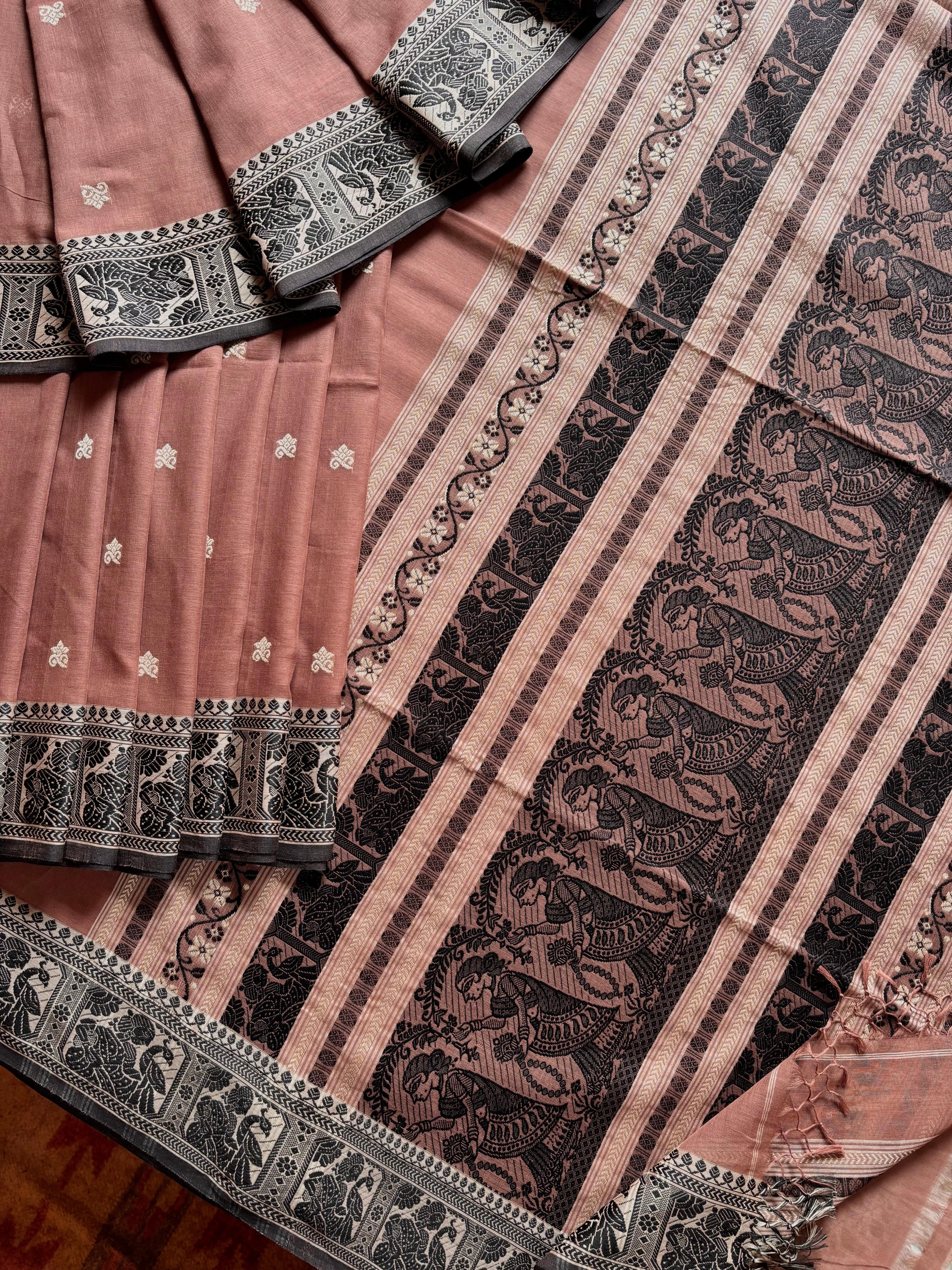 Pure Cotton Brown Baluchari Saree