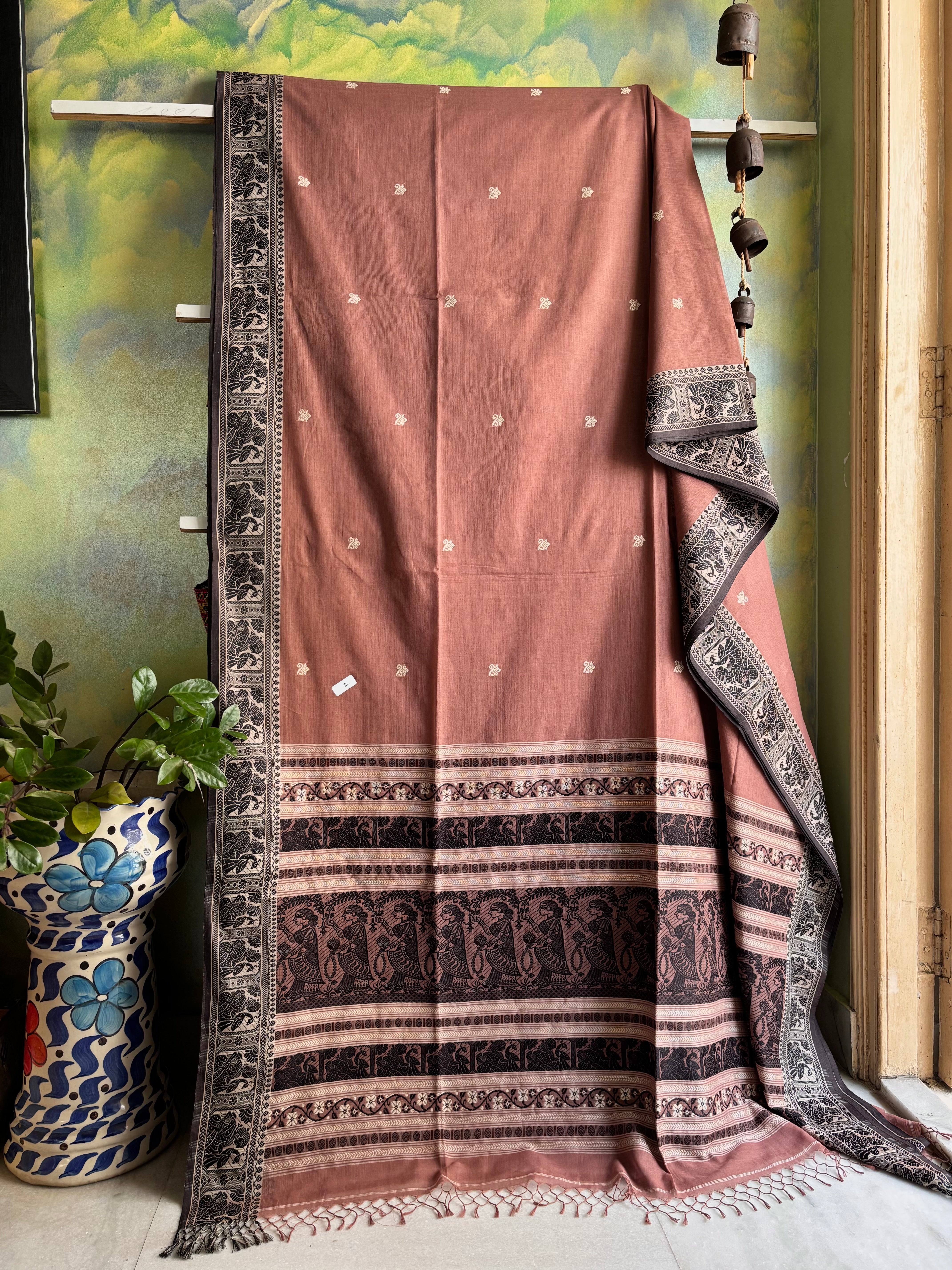 Pure Cotton Brown Baluchari Saree