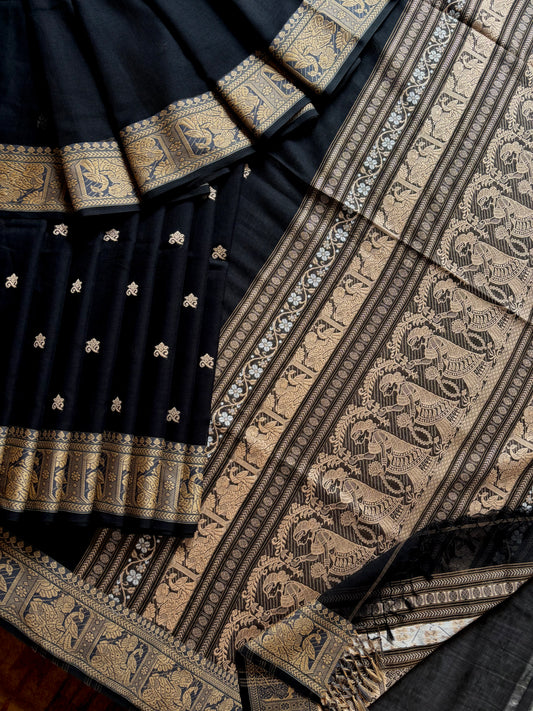Pure Cotton Black Baluchari Saree
