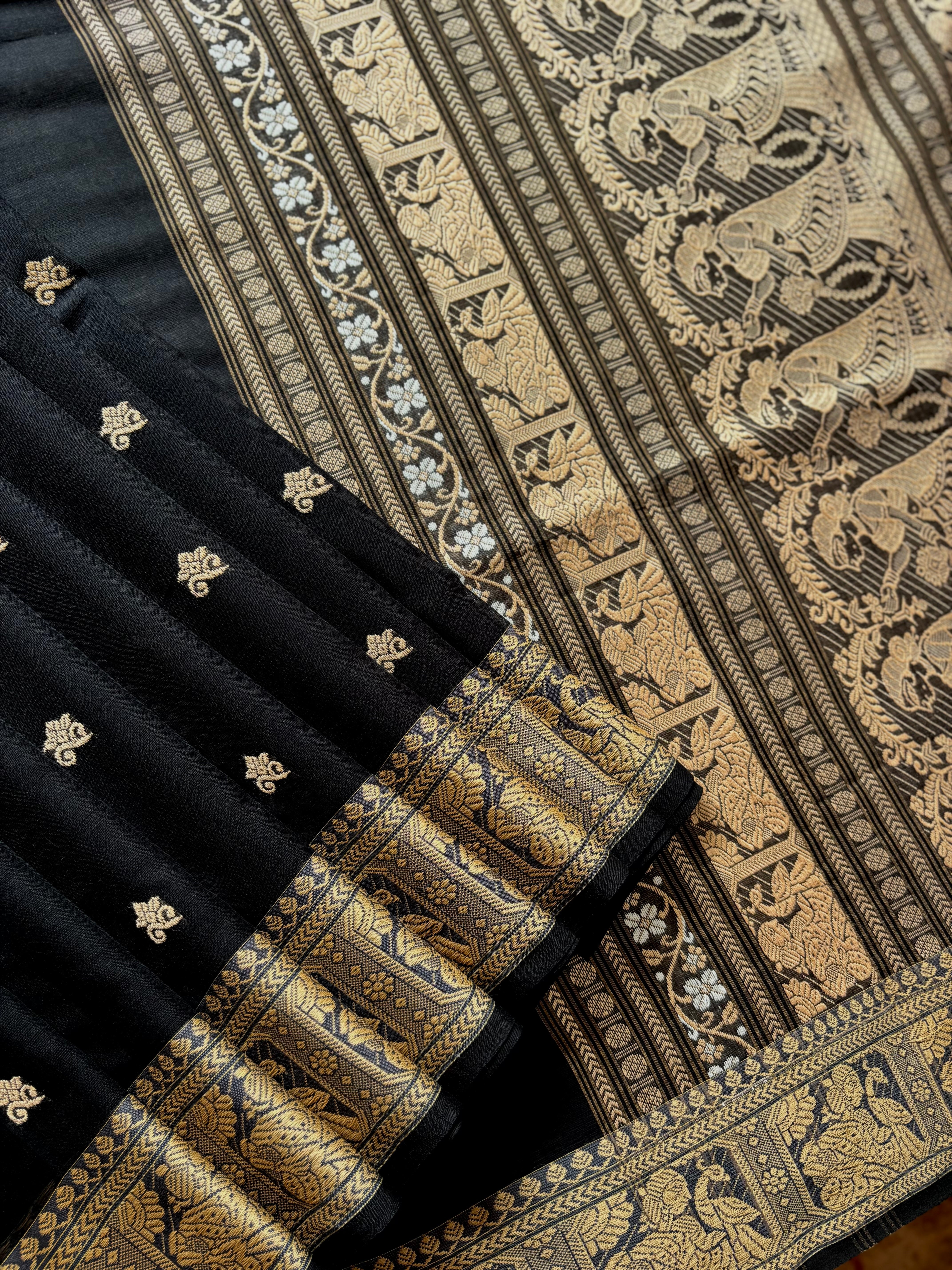 Pure Cotton Black Baluchari Saree