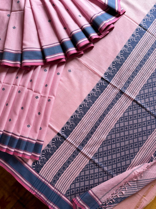 Handwoven Light Pink Colour Phulia Cotton Saree