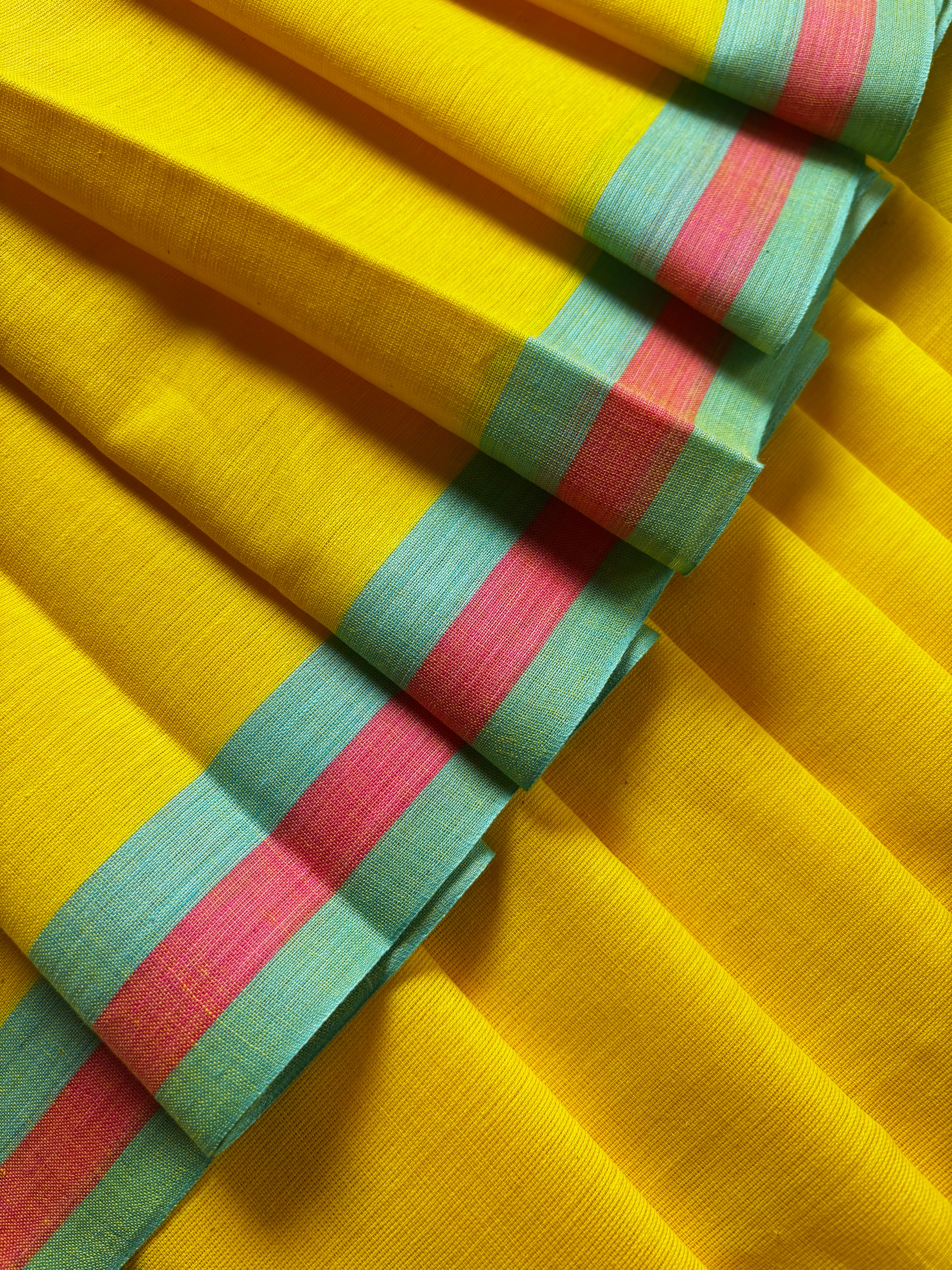 Handwoven Yellow Colour Dhonekhali Cotton Saree