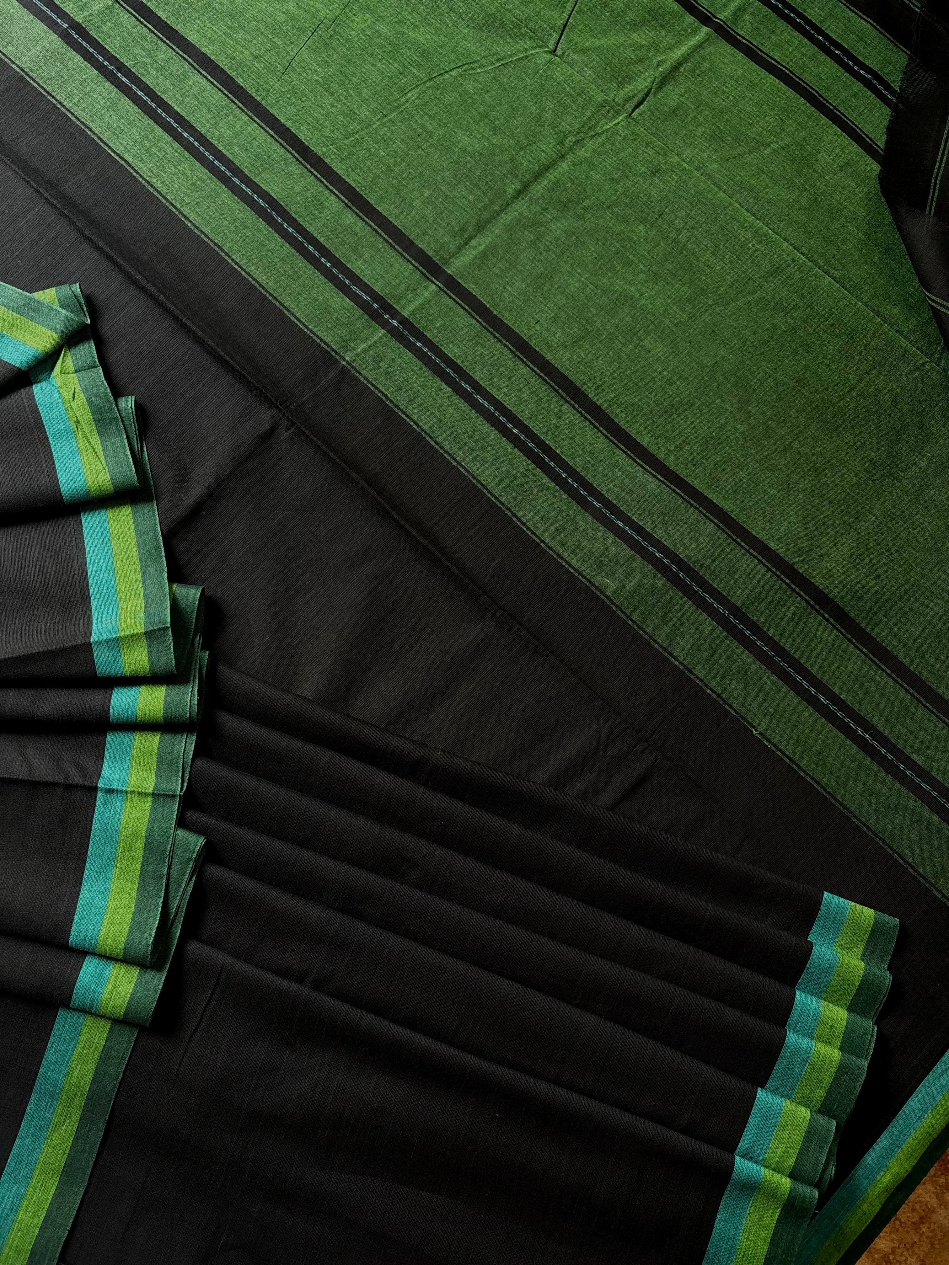 Handwoven Black Colour Dhonekhali Cotton Saree