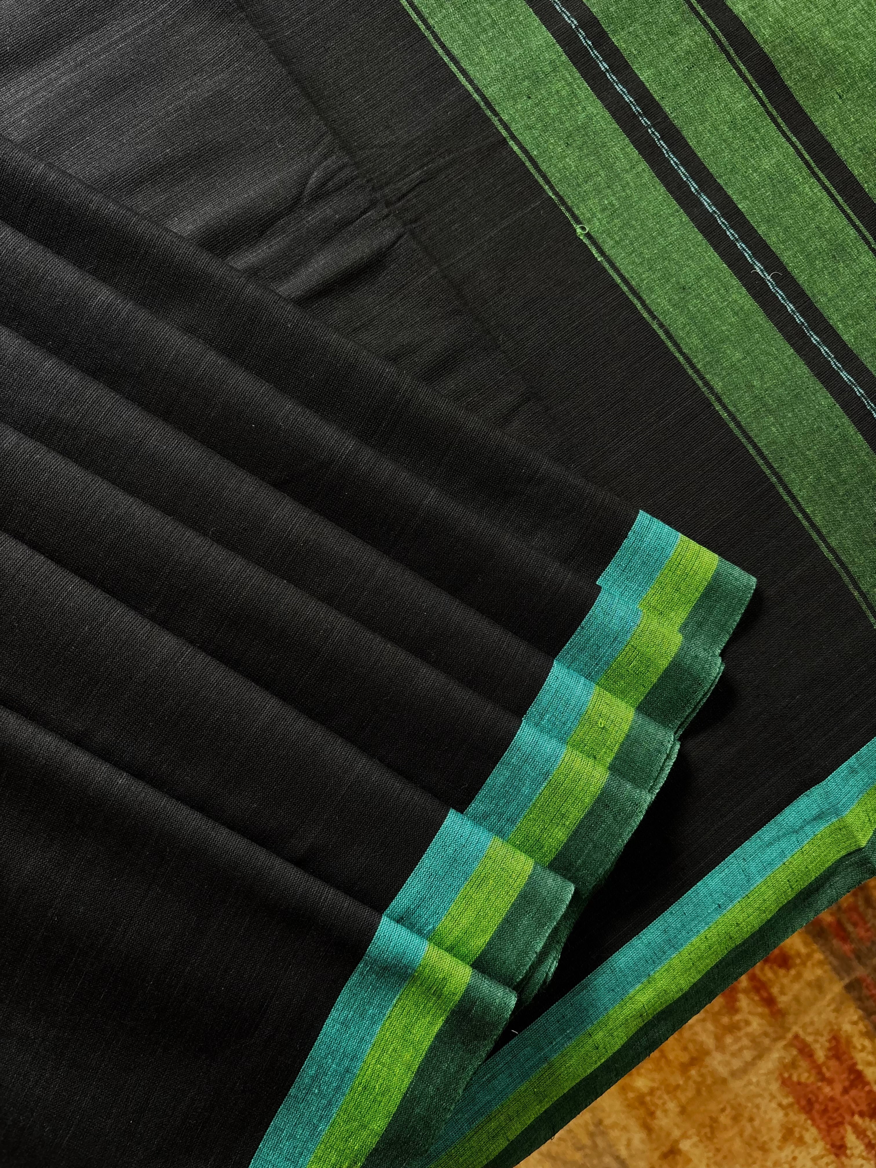 Handwoven Black Colour Dhonekhali Cotton Saree