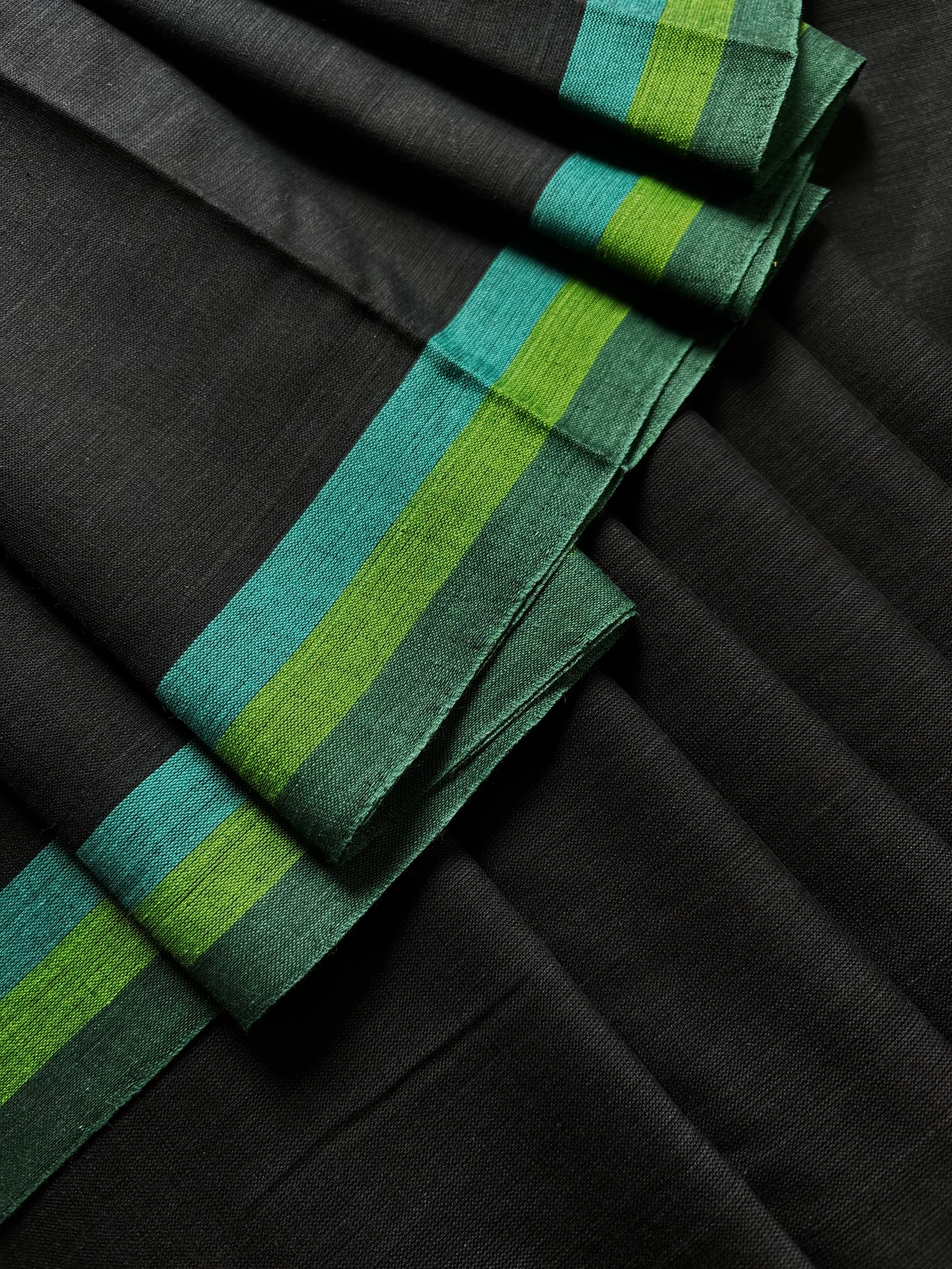 Handwoven Black Colour Dhonekhali Cotton Saree