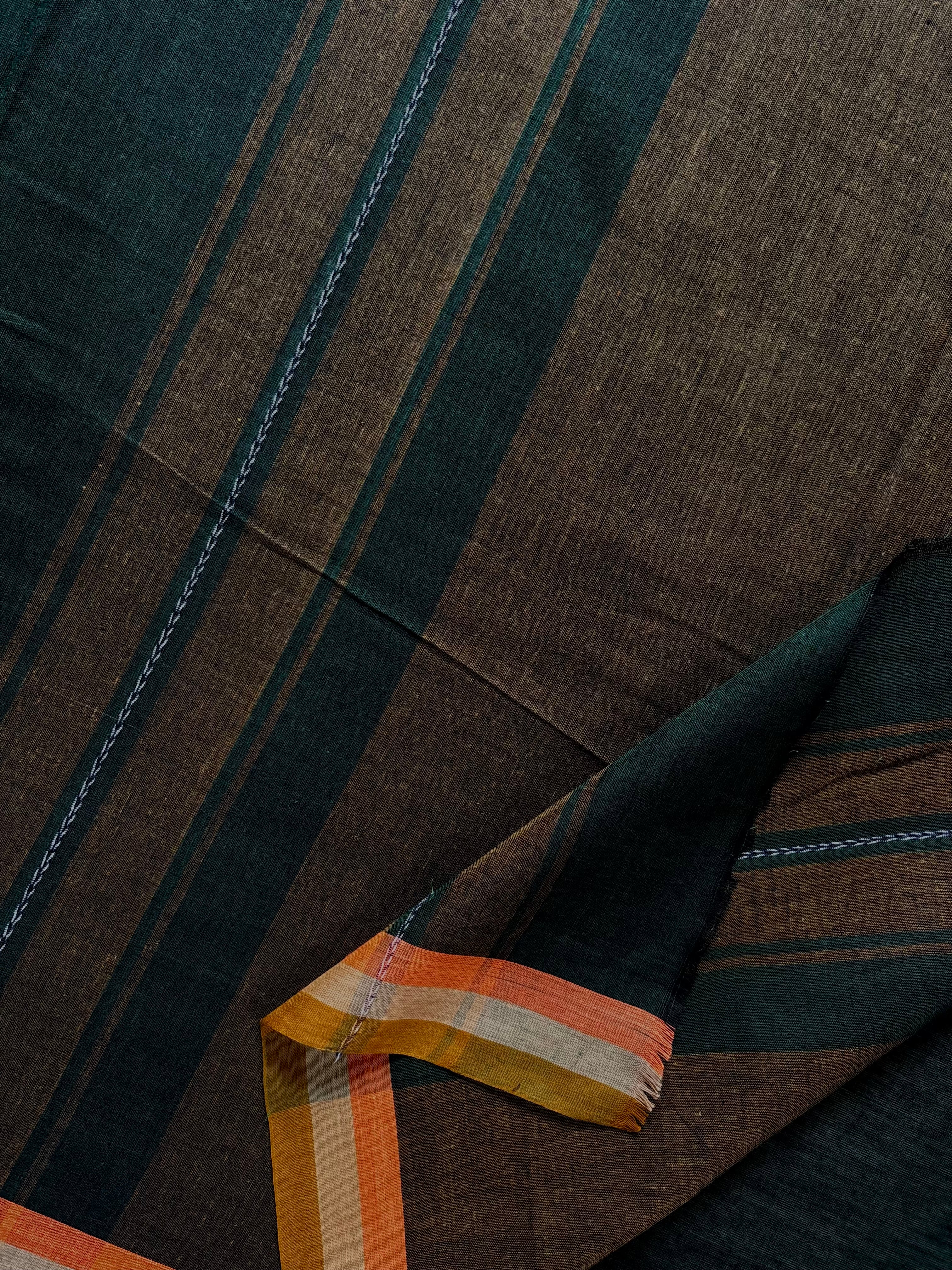 Handwoven Bottle Green Colour Dhonekhali Cotton Saree