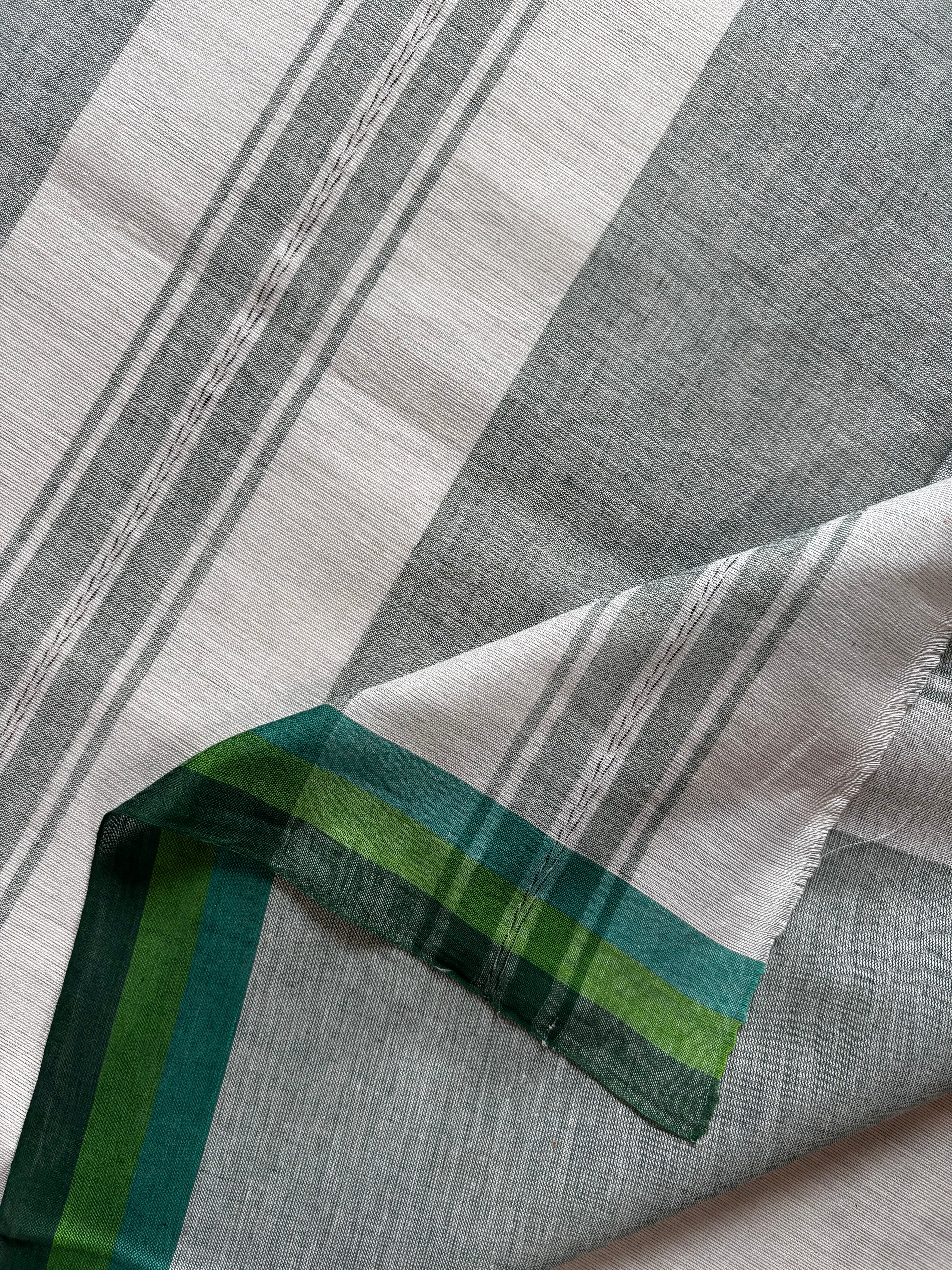 Handwoven White Colour Dhonekhali Cotton Saree