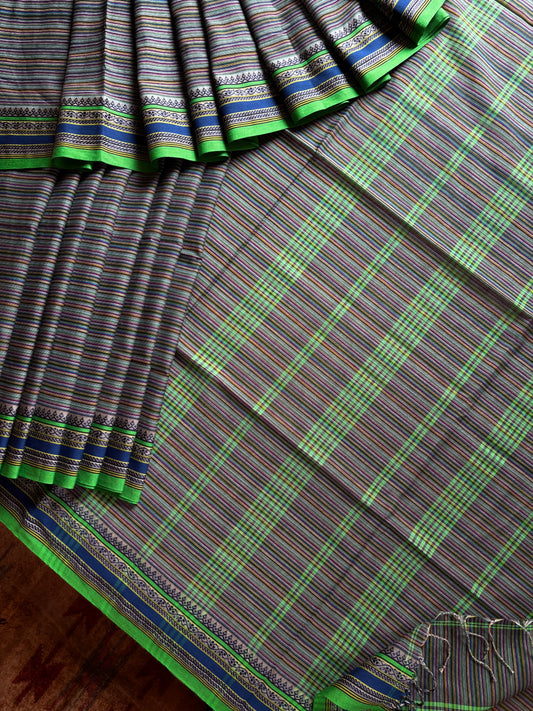 Handwoven Multicolour Striped Phulia Cotton Saree