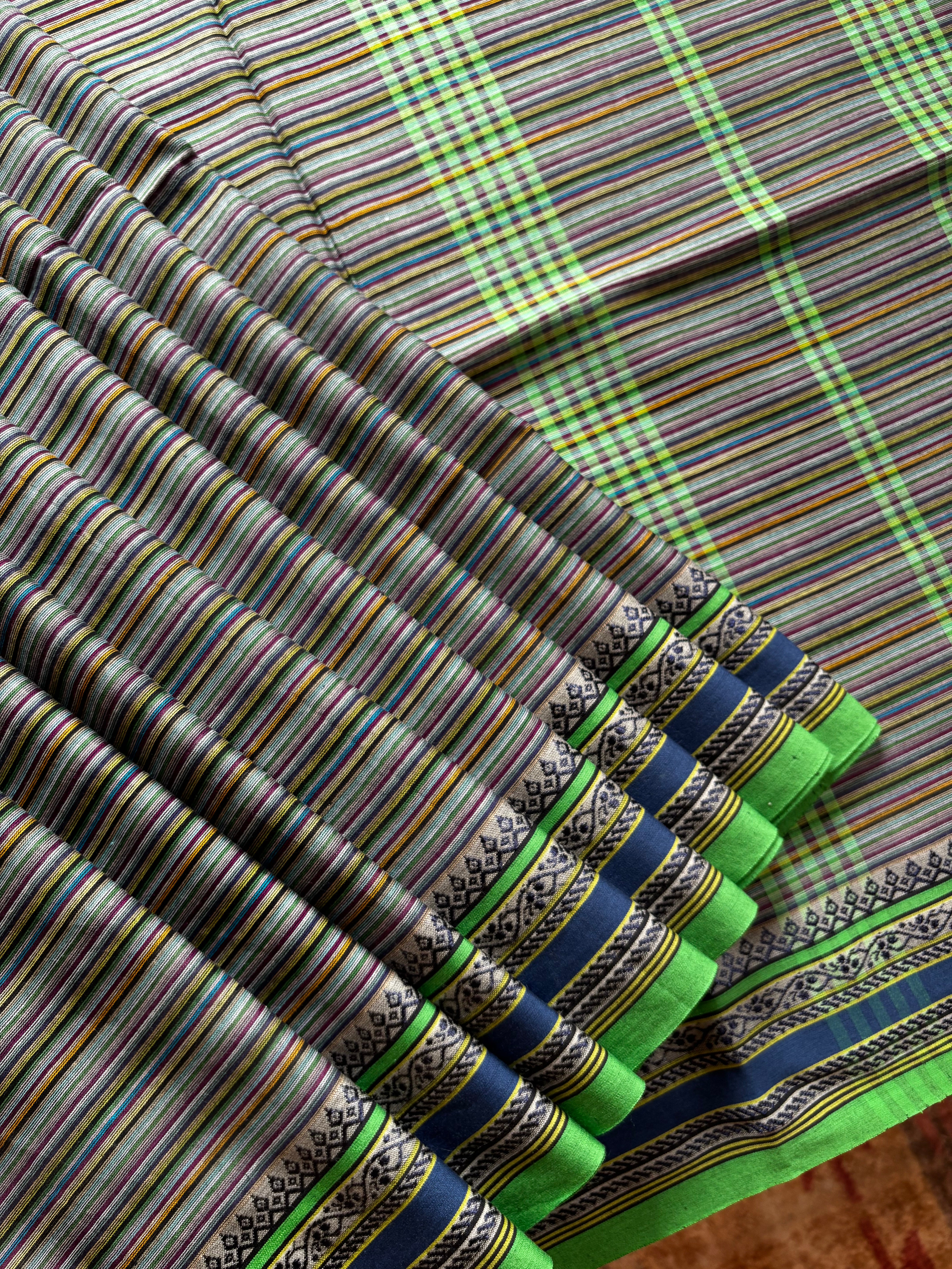 Handwoven Multicolour Striped Phulia Cotton Saree