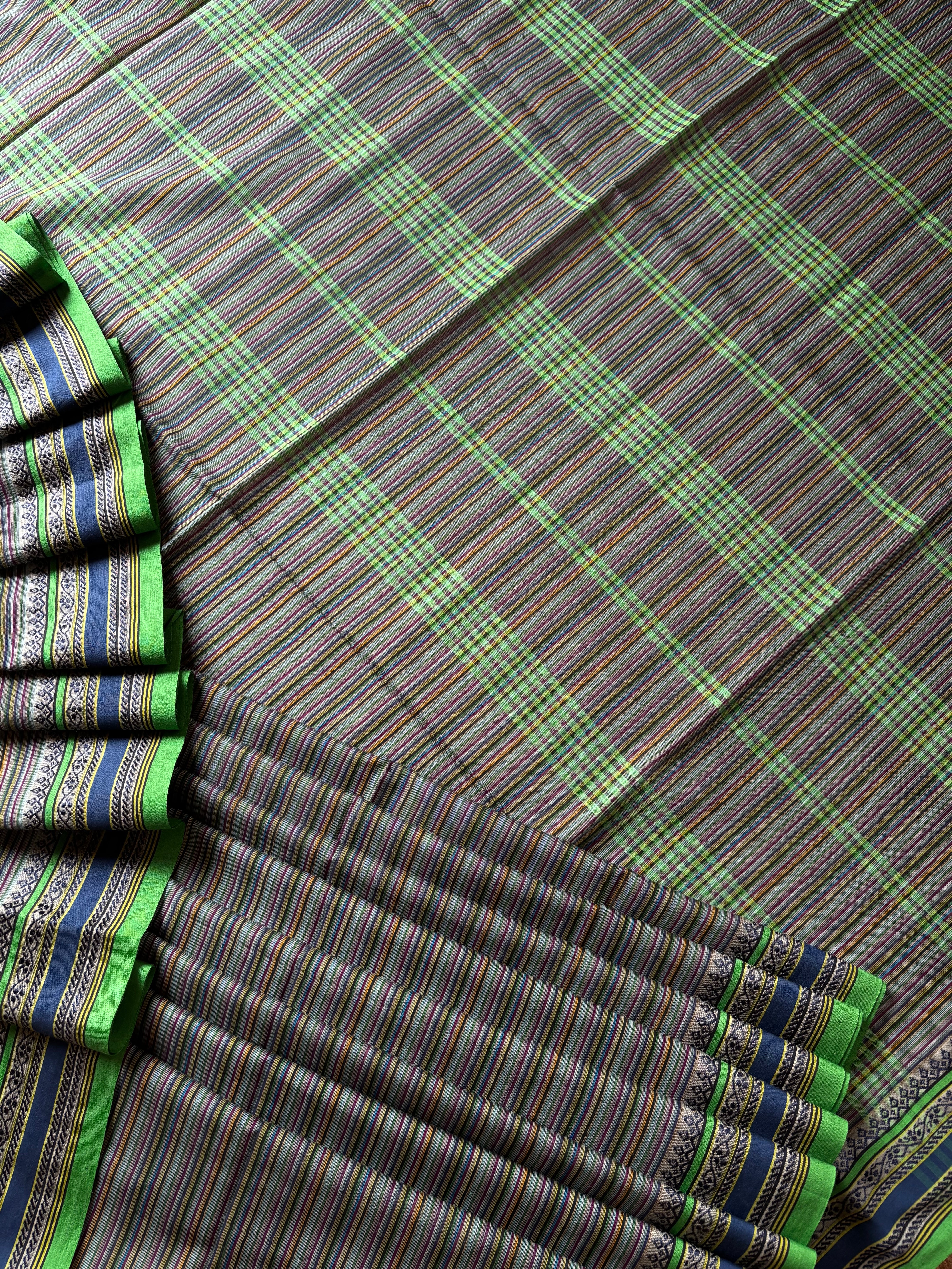 Handwoven Multicolour Striped Phulia Cotton Saree