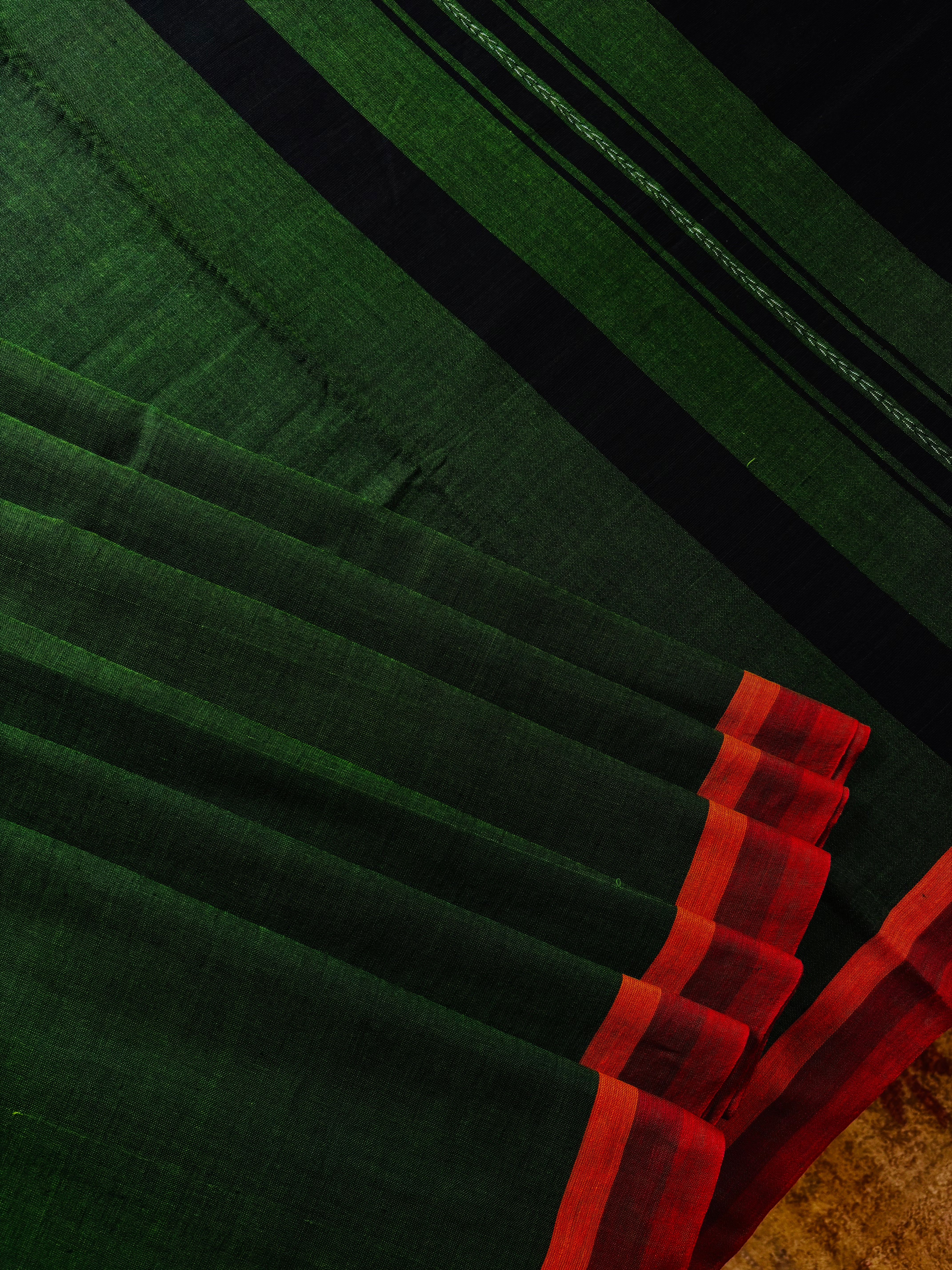 Handwoven Green Colour Dhonekhali Cotton Saree
