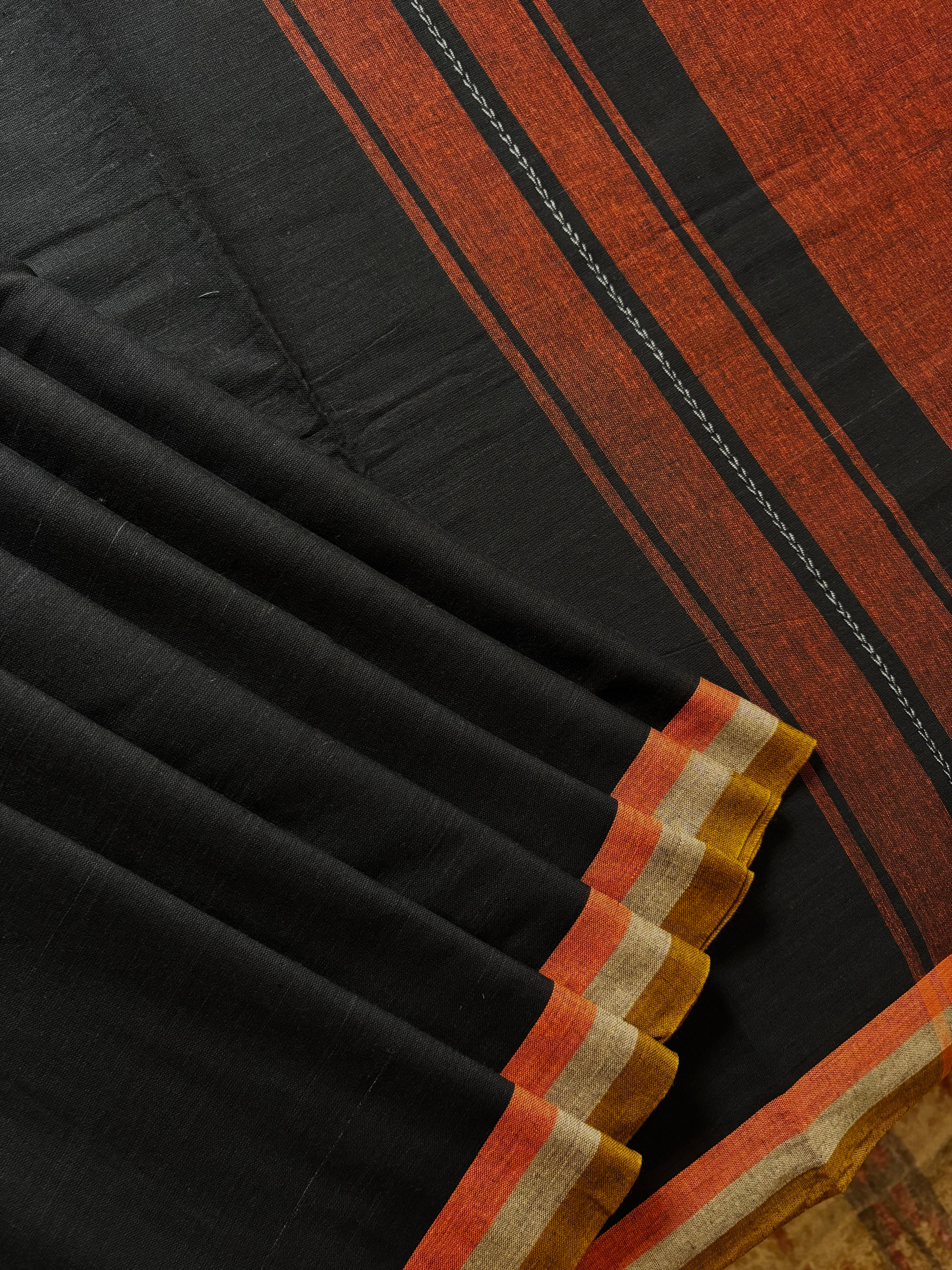 Handwoven Black Colour Dhonekhali Cotton Saree