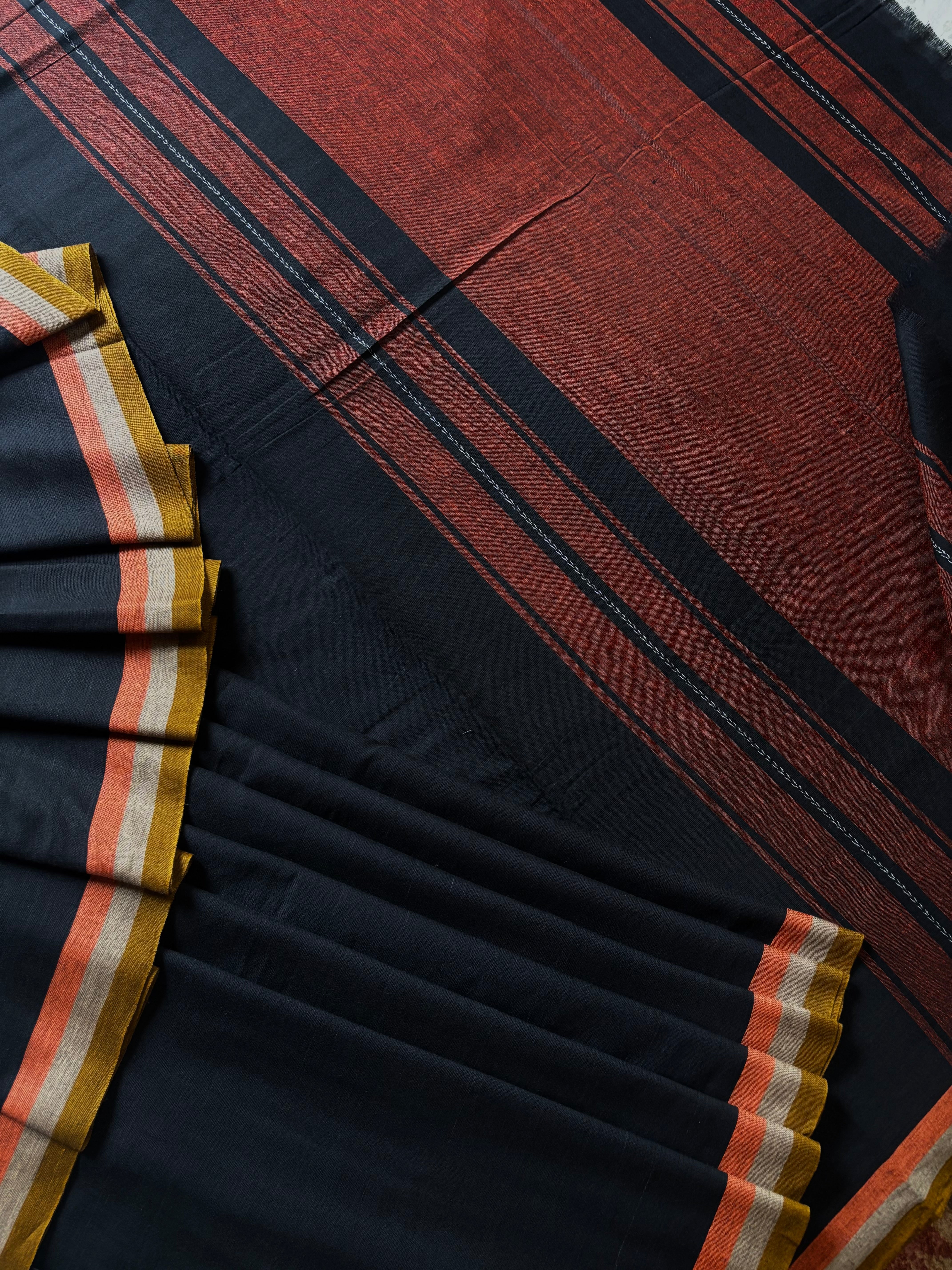 Handwoven Black Colour Dhonekhali Cotton Saree