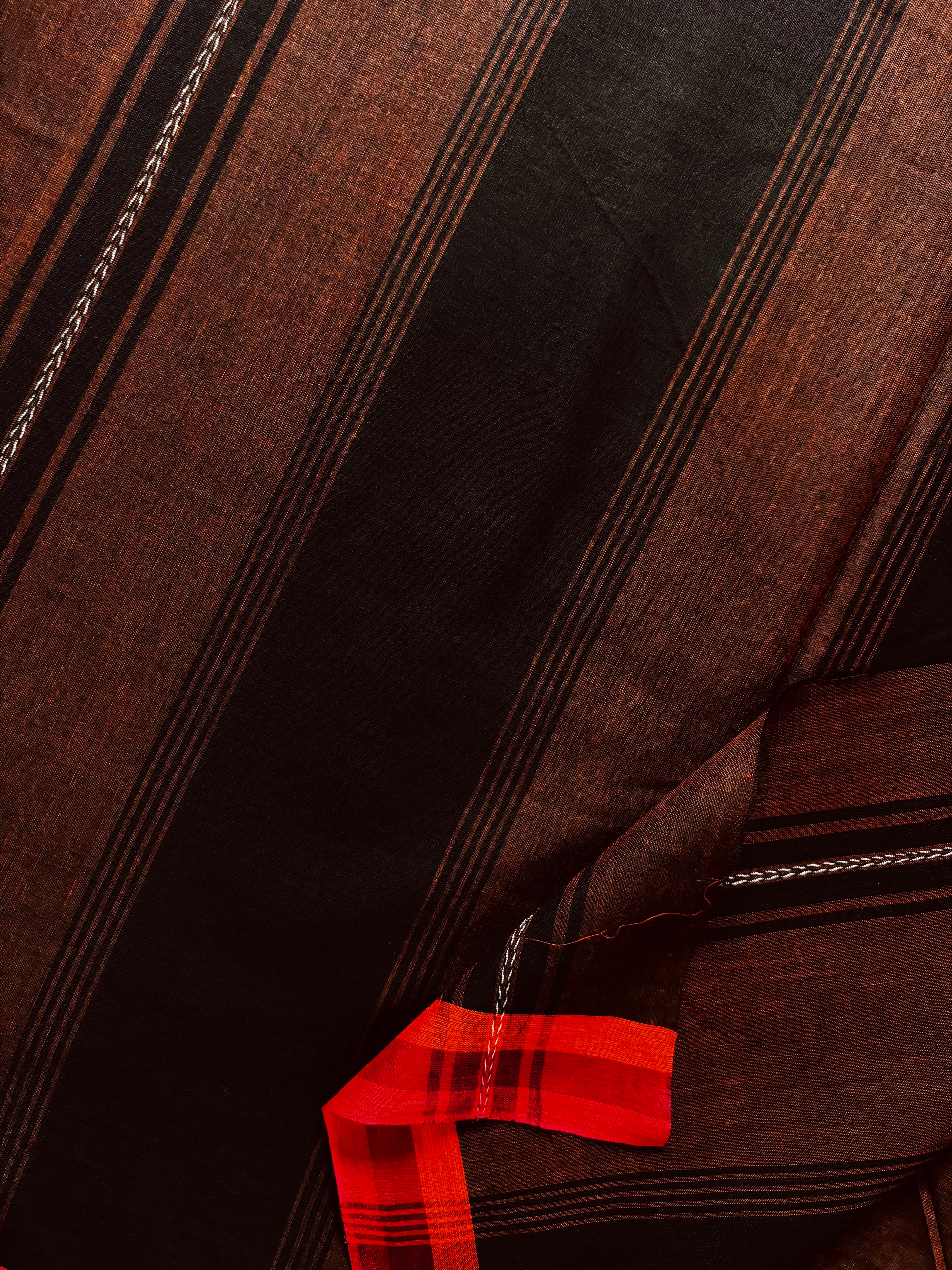 Handwoven Dark Brown Colour Dhonekhali Cotton Saree